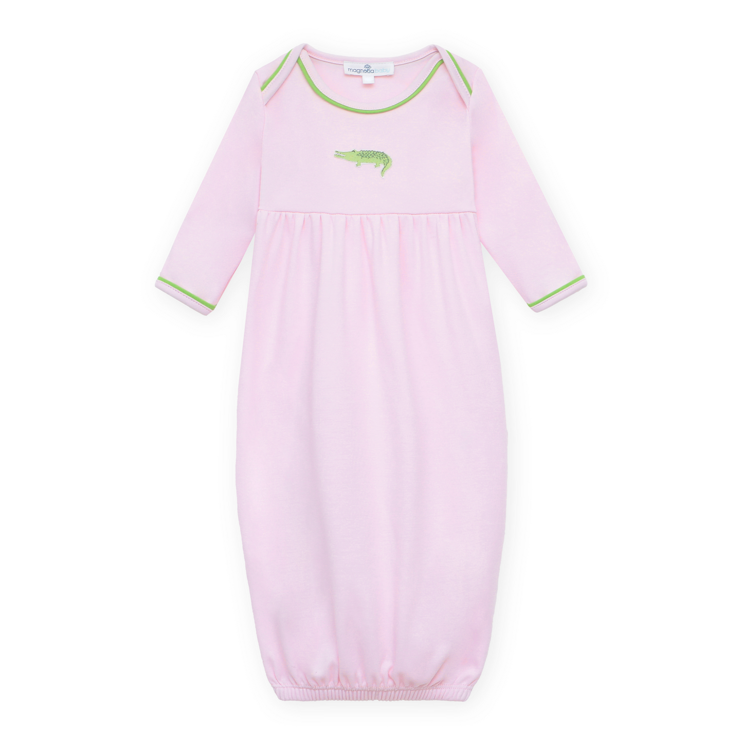 Bayou Baby Hand-Embroidered Gathered Gown - Pink