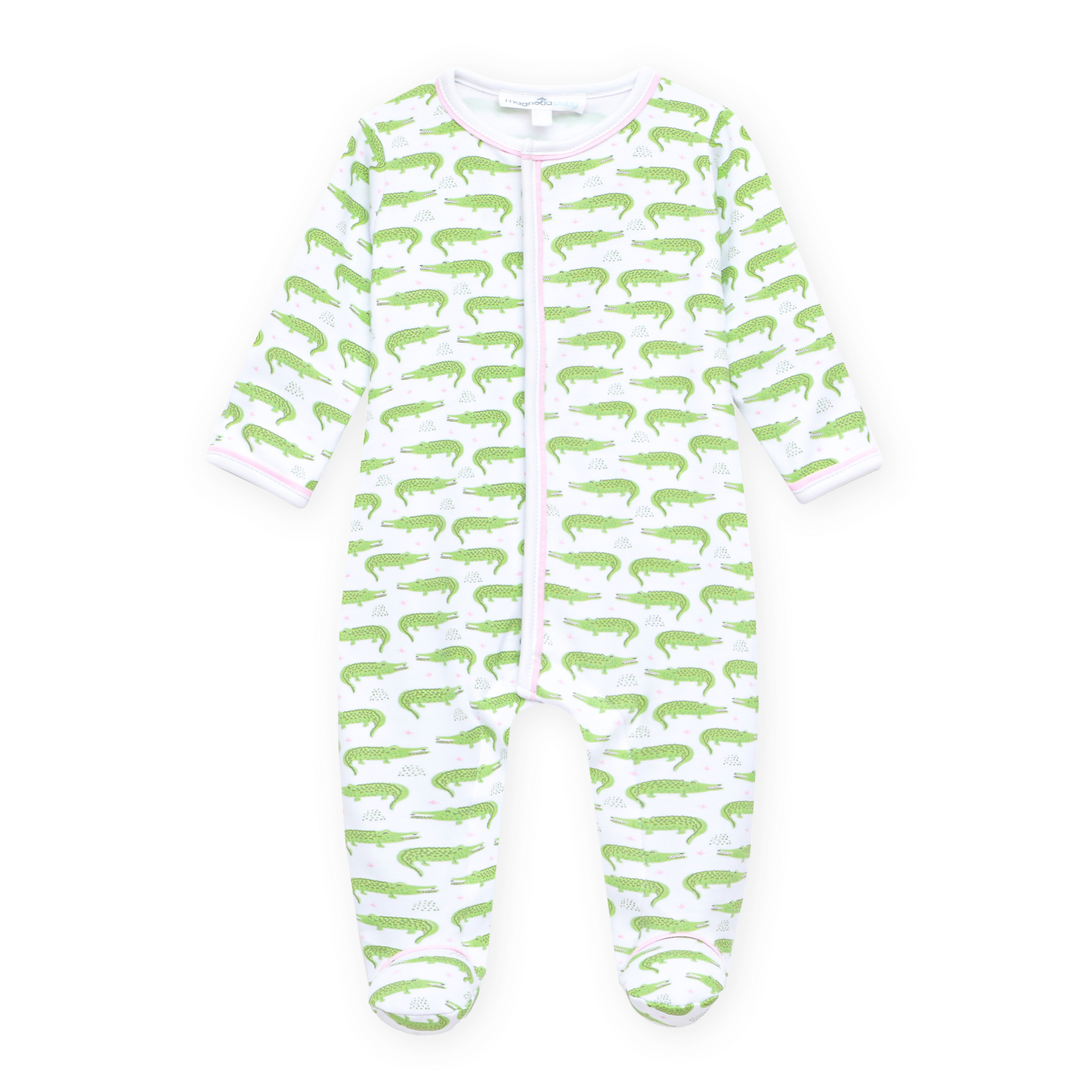 Bayou Baby Print Ruffle Footie - Pink