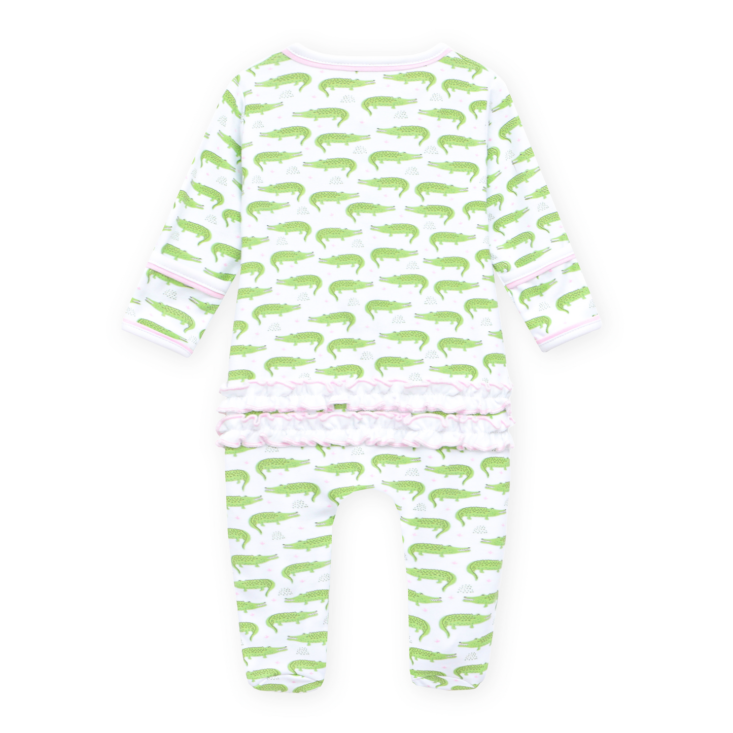 Bayou Baby Print Ruffle Footie - Pink