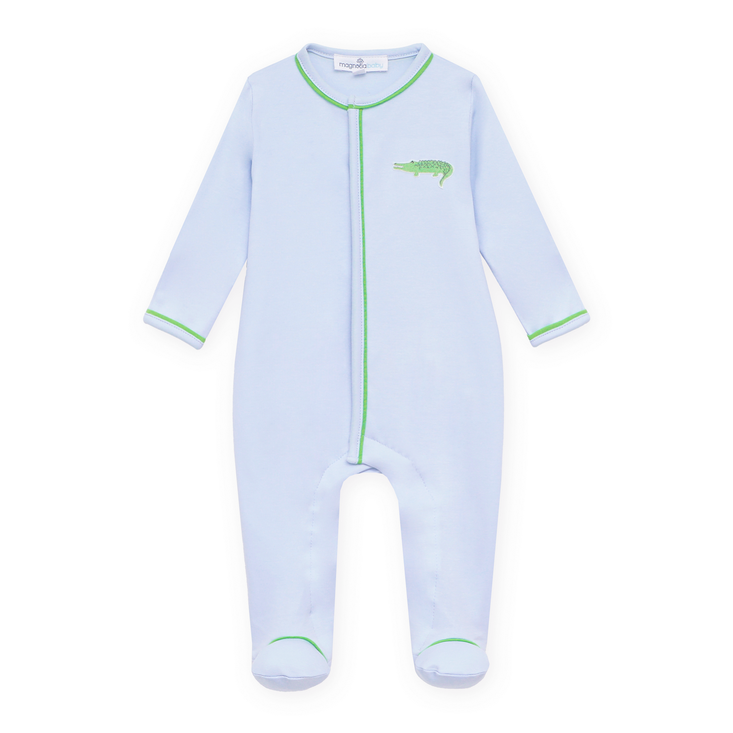 Bayou Baby Hand-Embroidered Footie - Light Blue