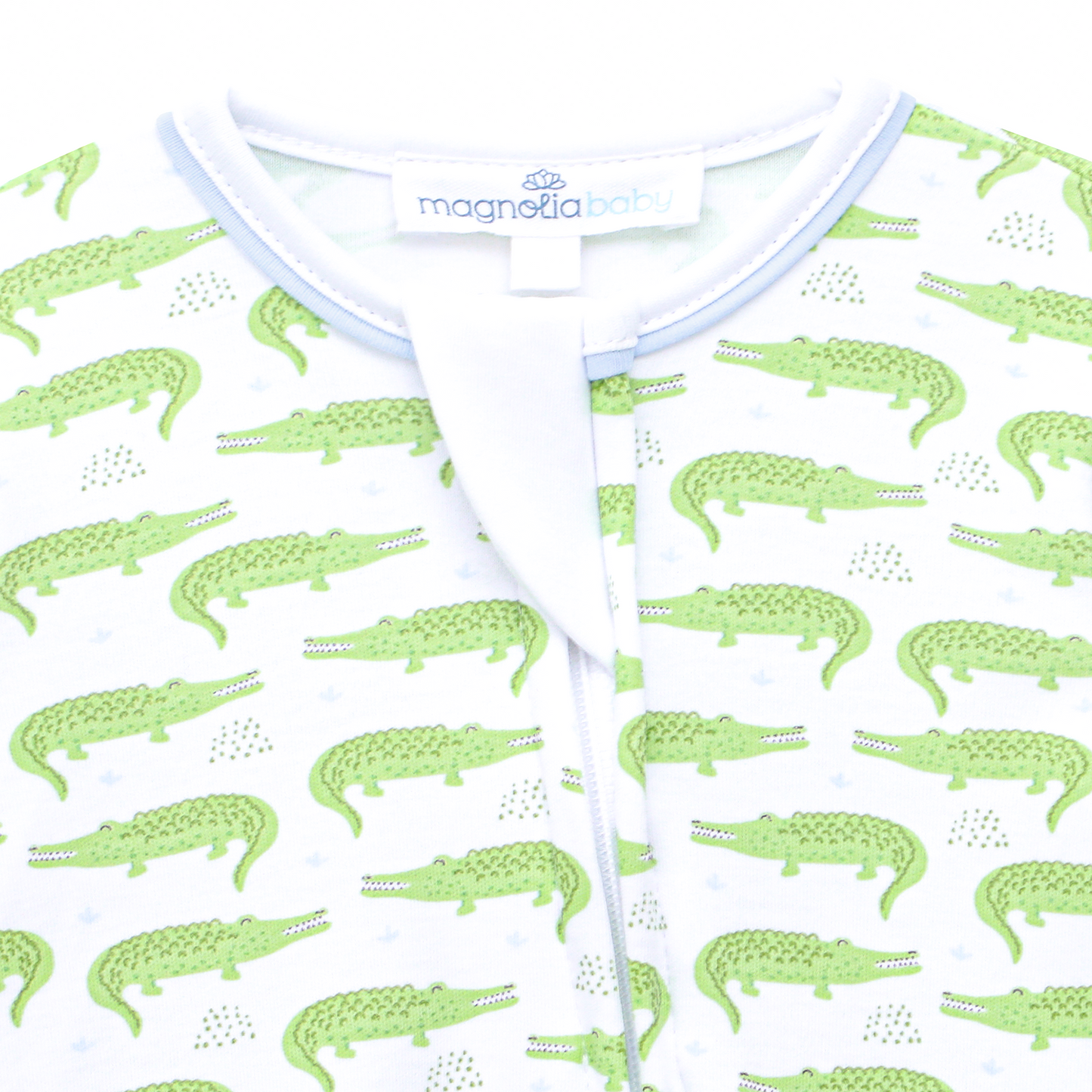 Bayou Baby Print Zip Footie - Light Blue