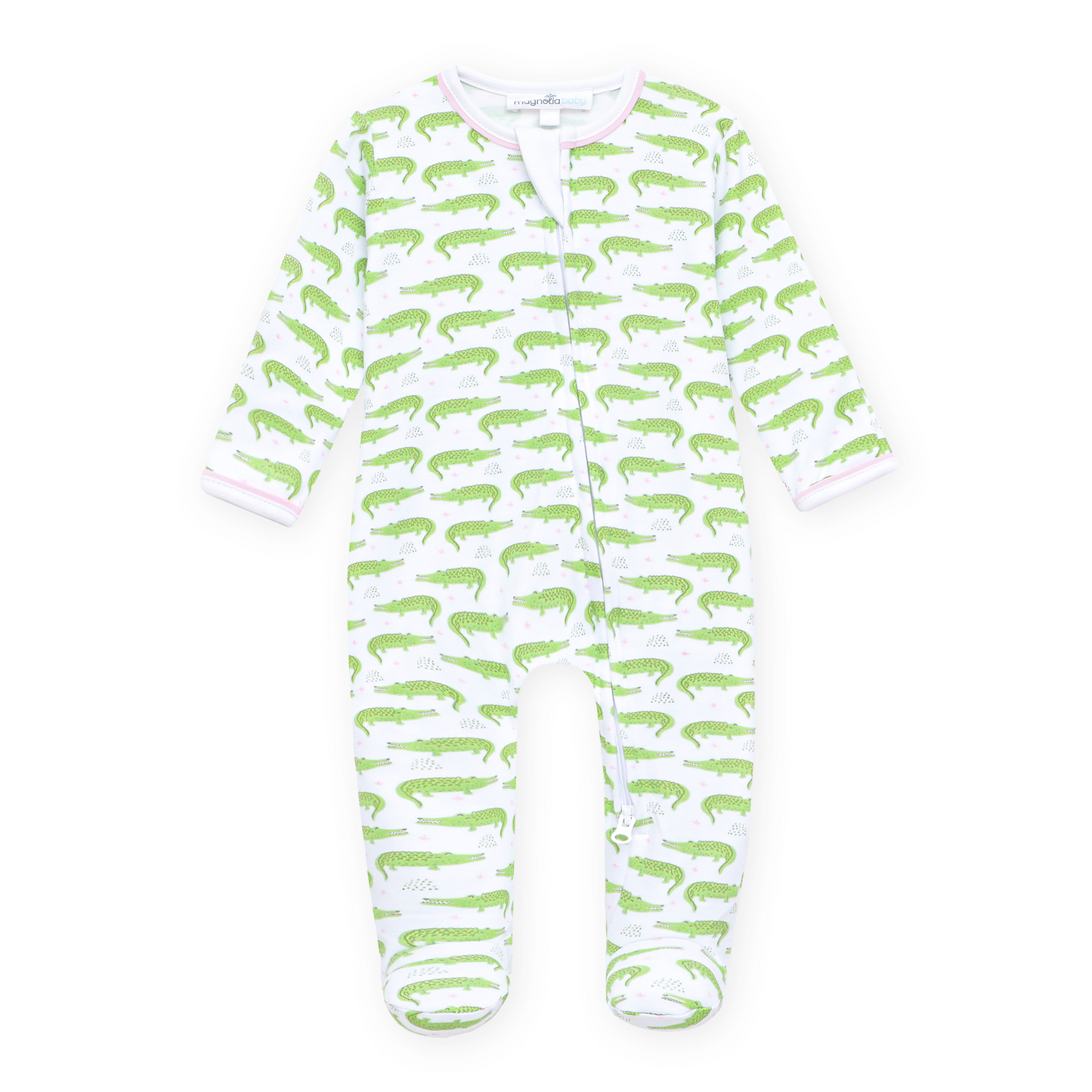 Bayou Baby Print Zip Footie - Pink