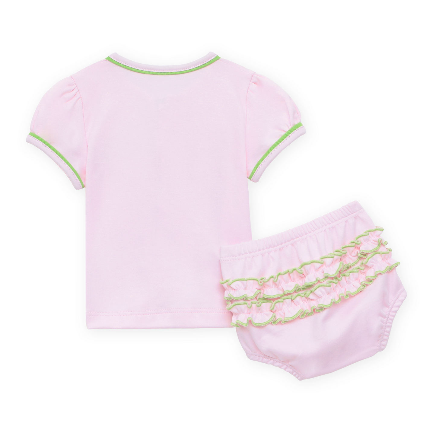 Bayou Baby Hand-Embroidered Ruffle Diaper Cover Set - Pink