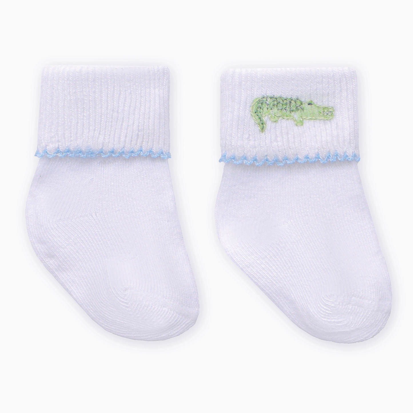 Bayou Baby Hand-Embroidered Socks - Light Blue