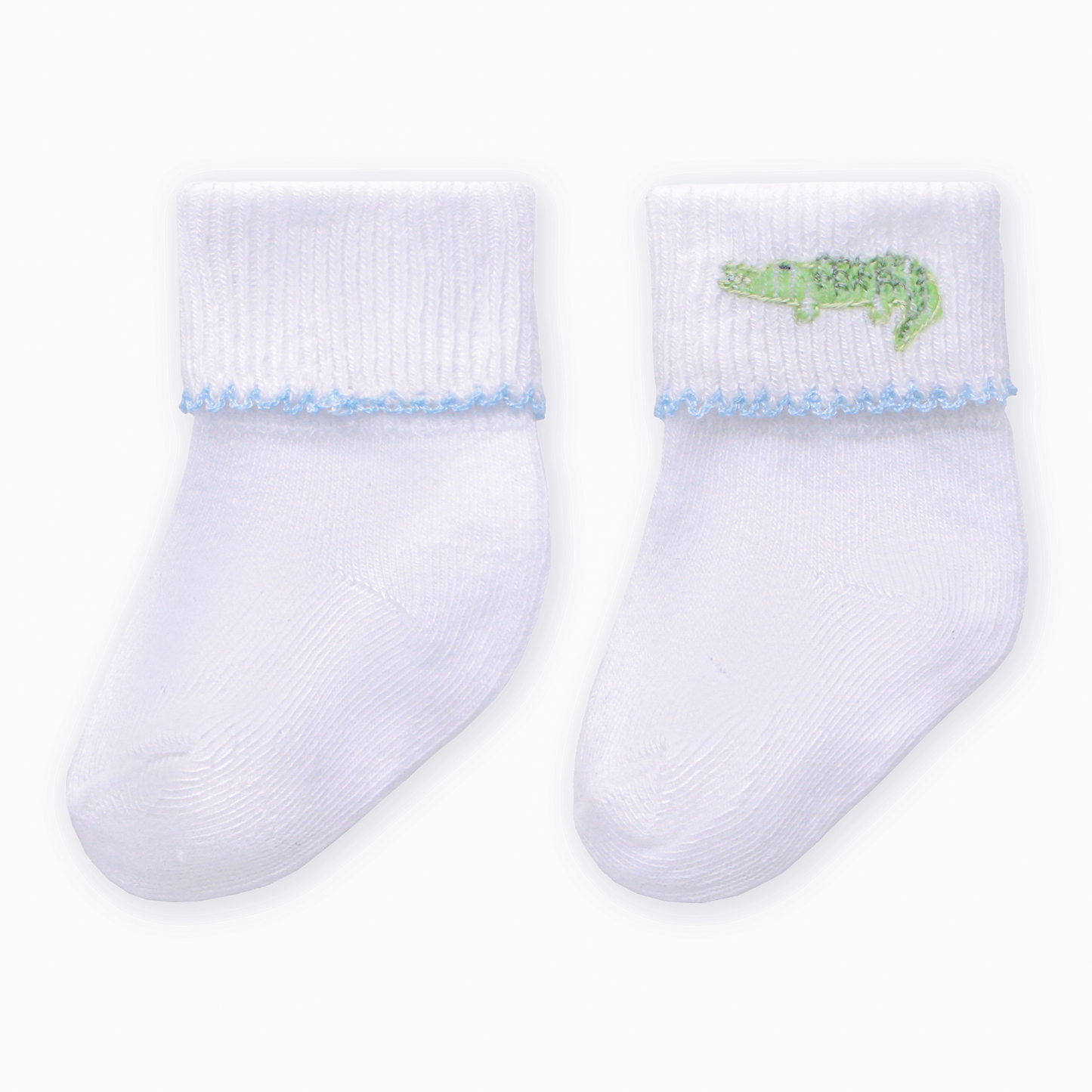 Bayou Baby Hand-Embroidered Socks - Light Blue