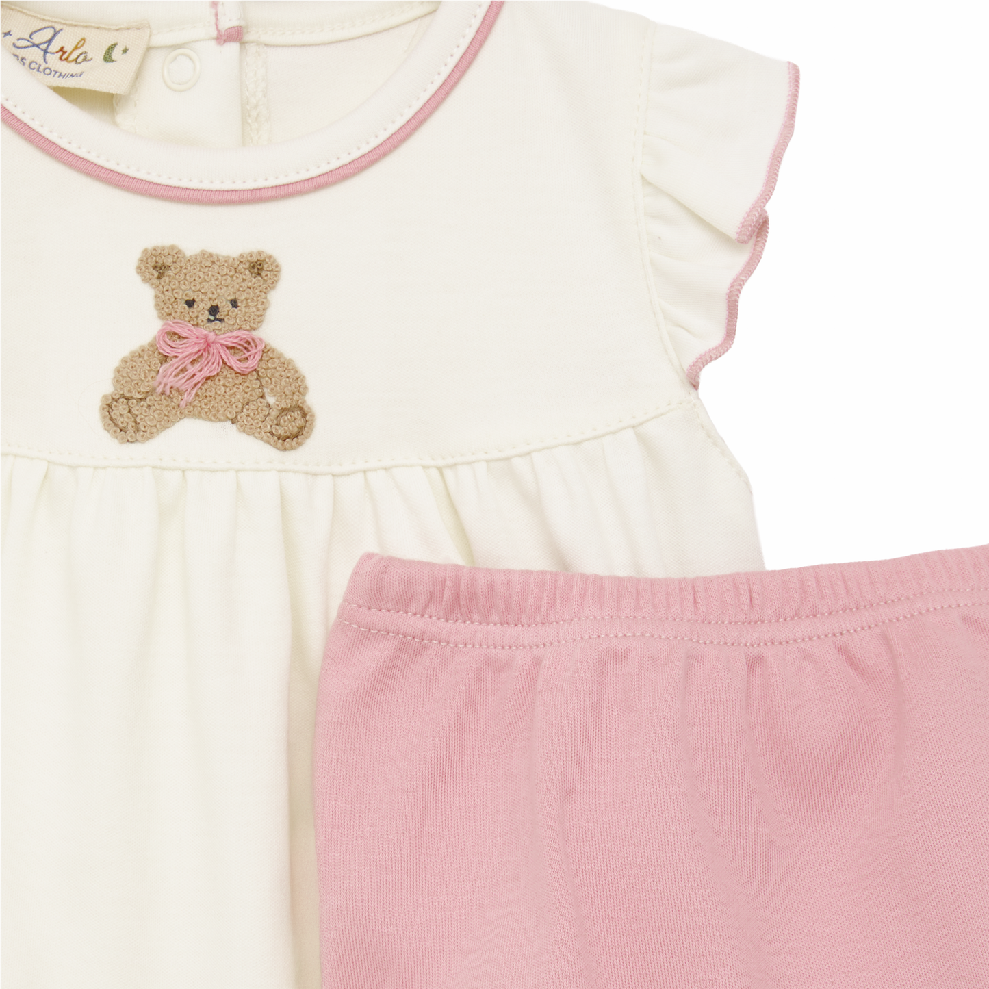 Bear Hugs Ruffle Diaper Cover Set - Dusty Rose - Luna and Arlo Girl