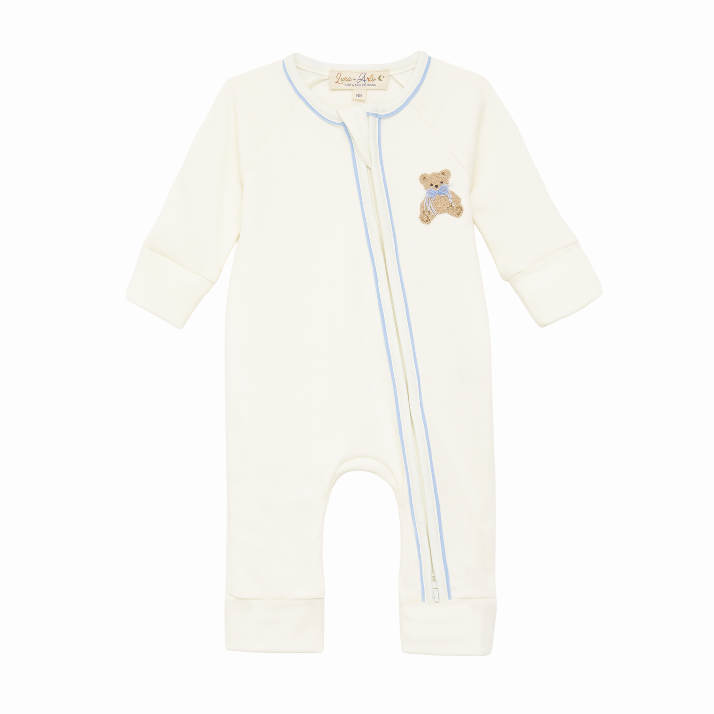 Bear Hugs Zip Playsuit - Sky - Luna and Arlo Boy