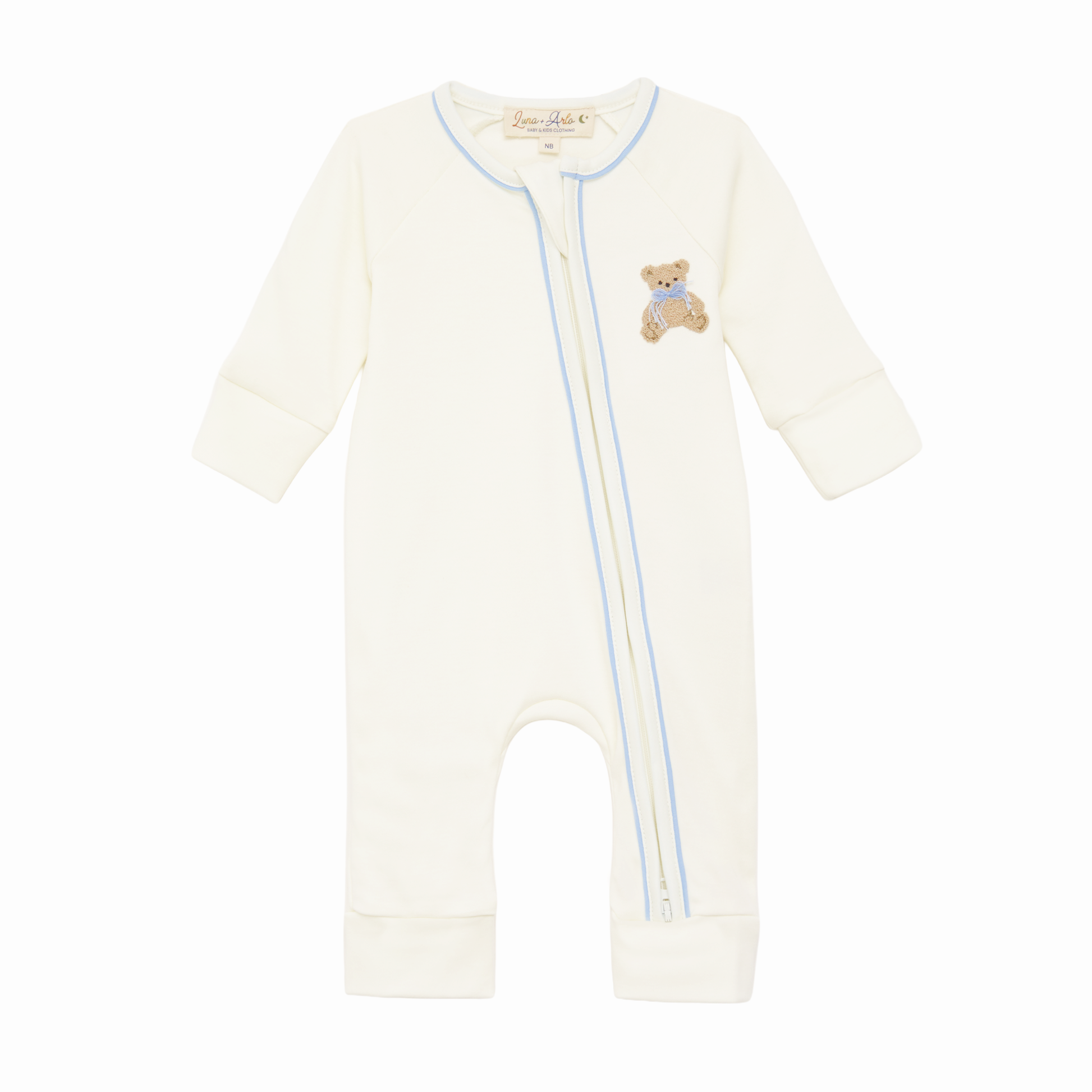 Bear Hugs Zip Playsuit - Sky - Luna and Arlo Boy