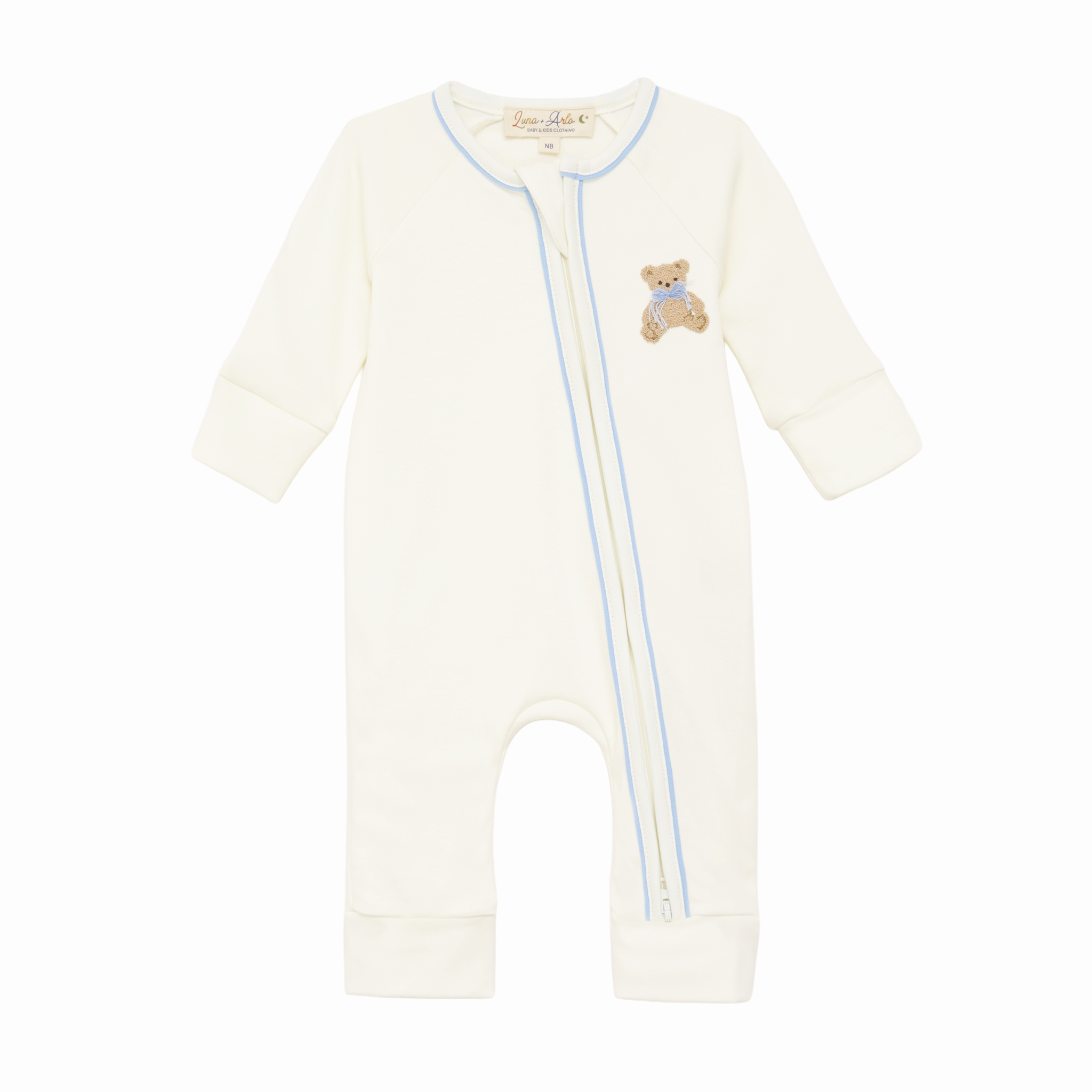 Bear Hugs Zip Playsuit - Sky - Luna and Arlo Boy