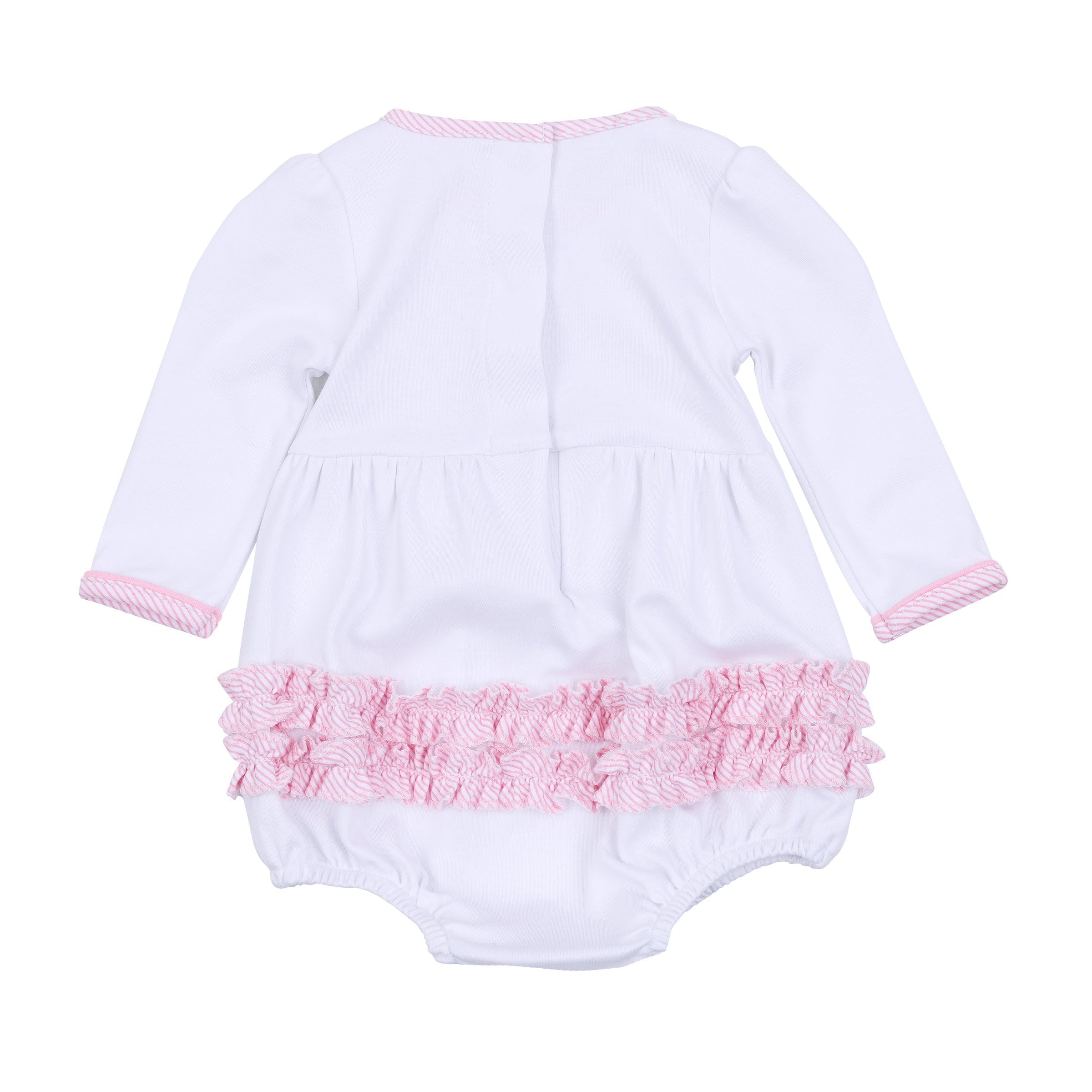 Santa Baby Embroidered Ruffle Long Sleeve Bubble - Pink - Magnolia Baby Girl