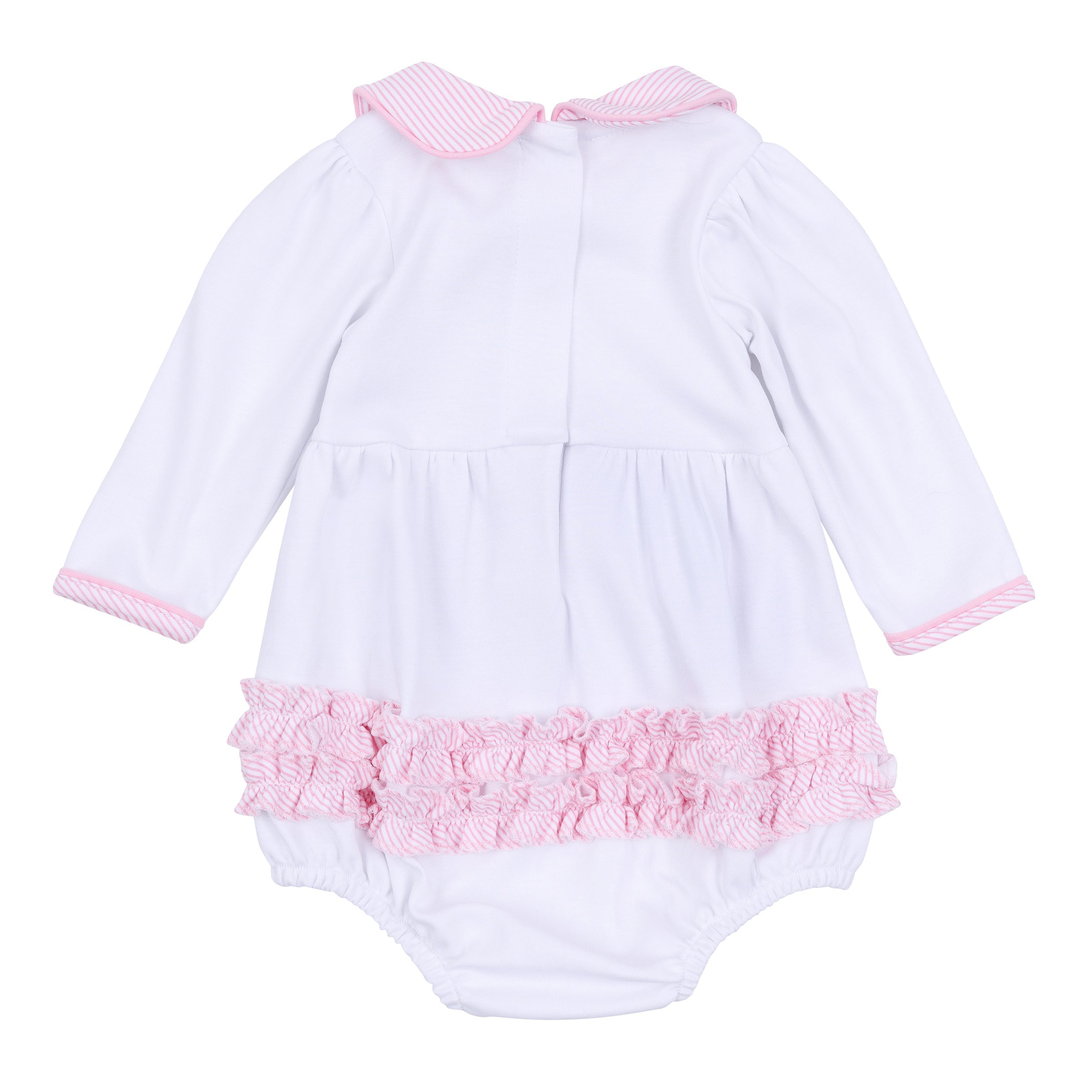 Santa Baby Collared Long Sleeve Bubble - Pink - Magnolia Baby Girl