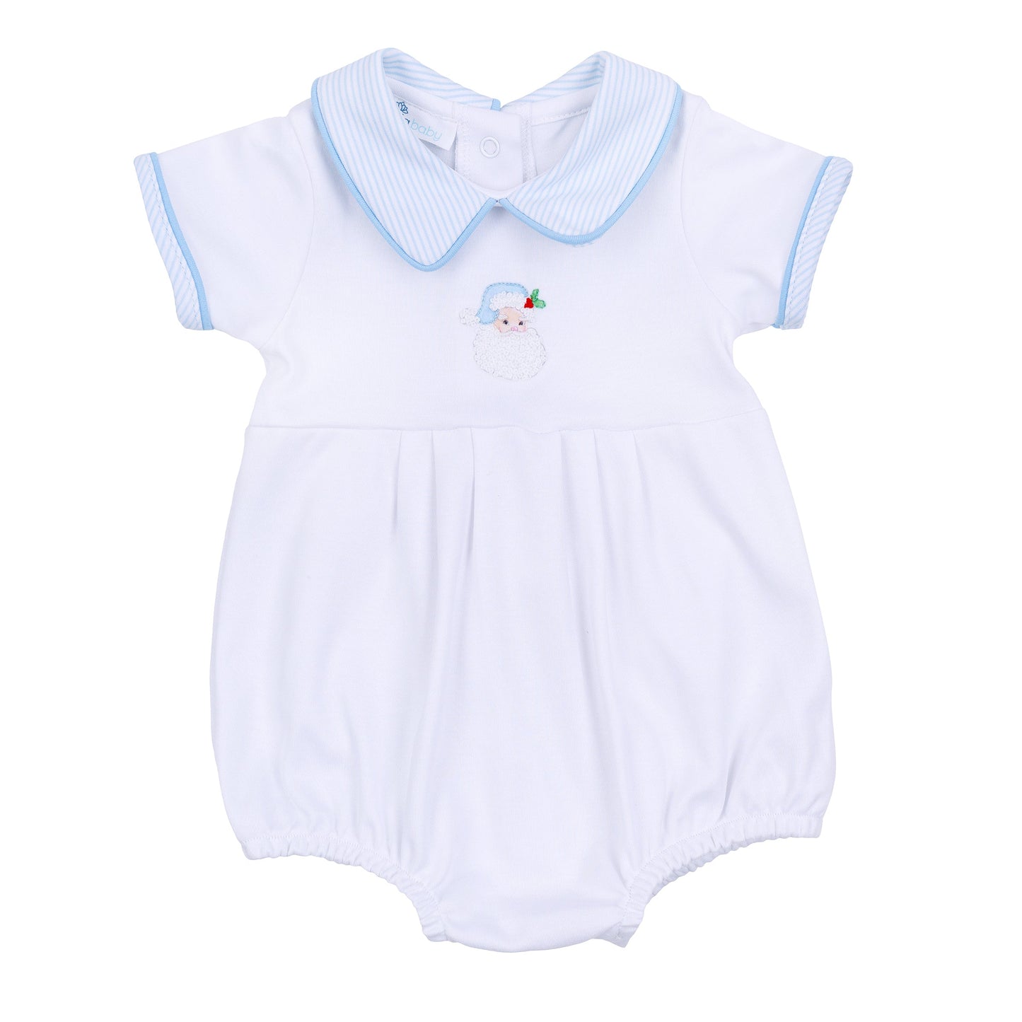 Santa Baby Collared Short Sleeve Bubble - Light Blue - Magnolia Baby Boy