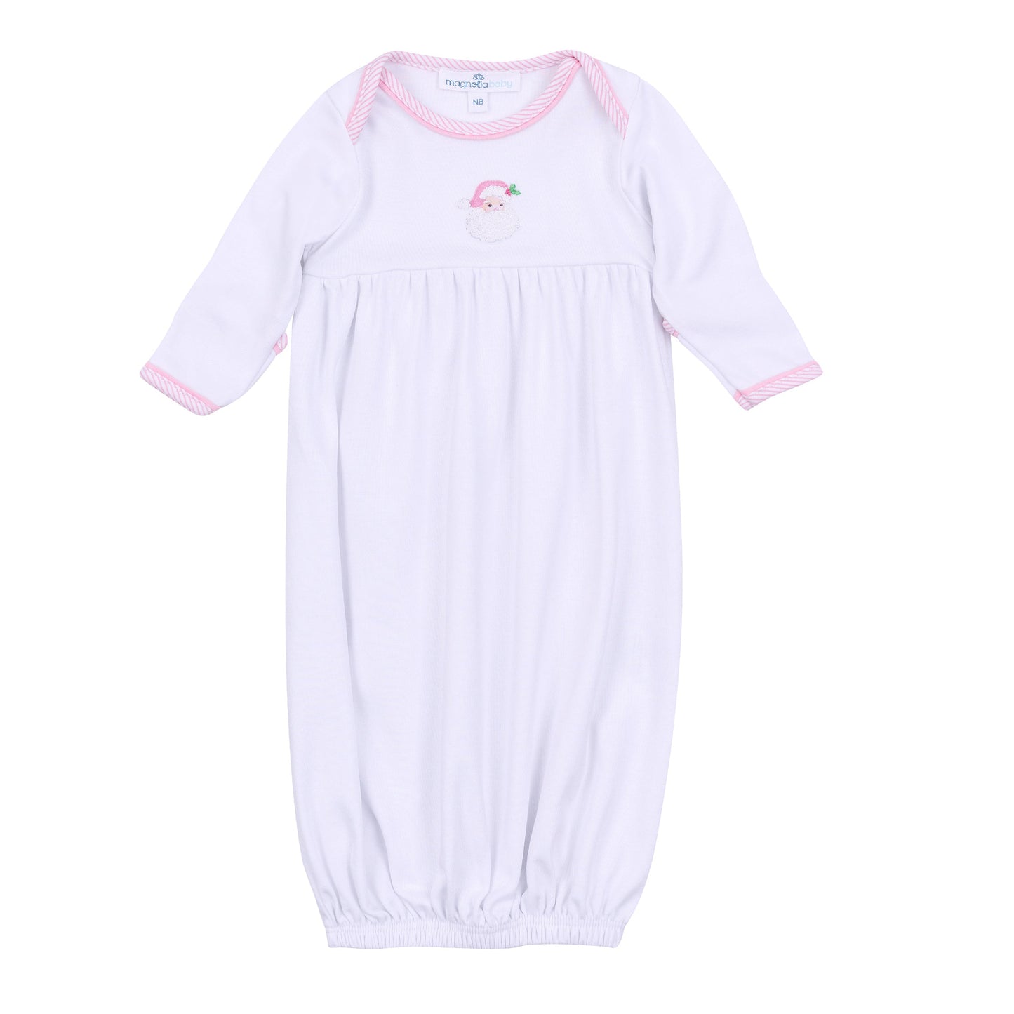 Santa Baby Embroidered Gathered Gown - Pink - Magnolia Baby Girl