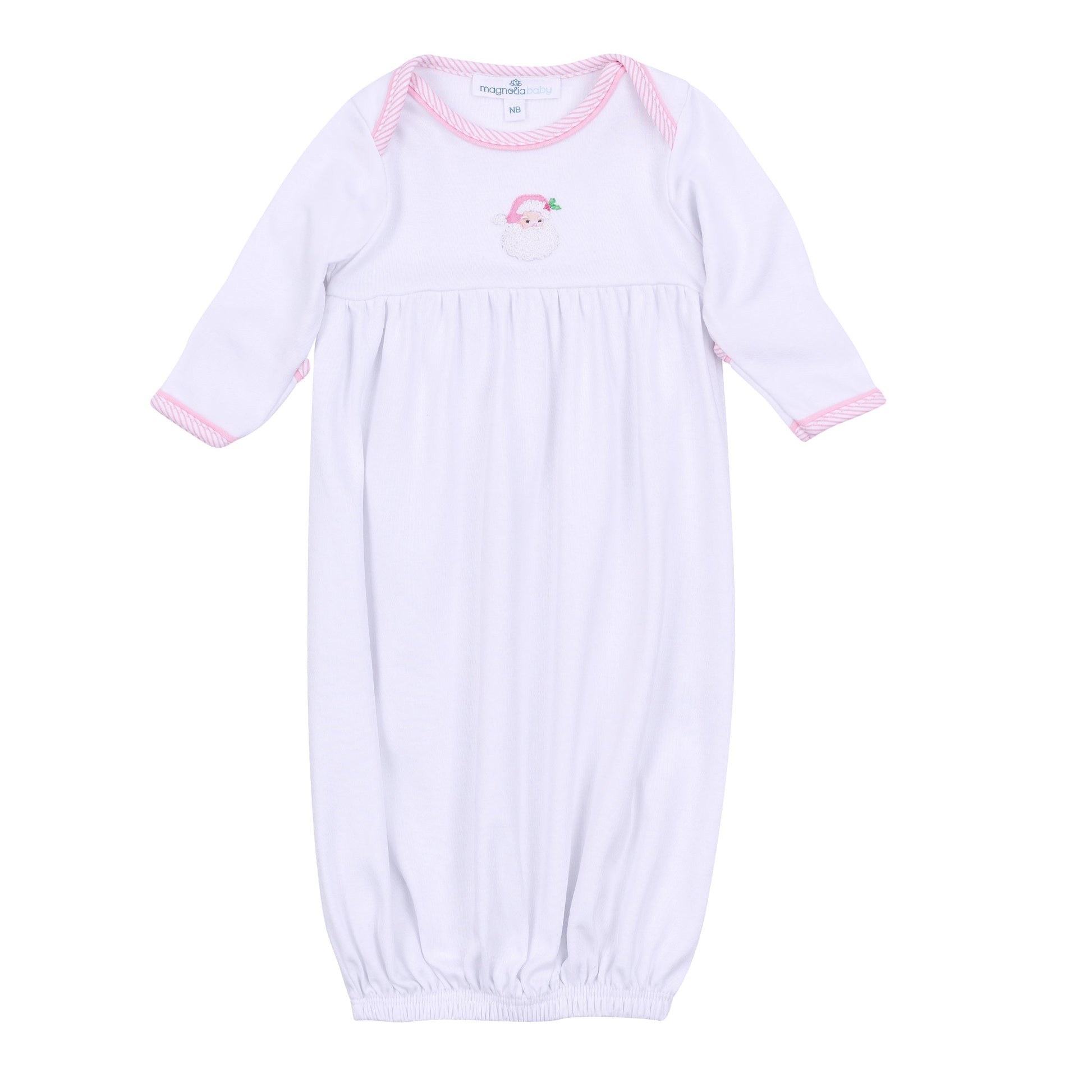 Santa Baby Embroidered Gathered Gown - Pink - Magnolia Baby Girl