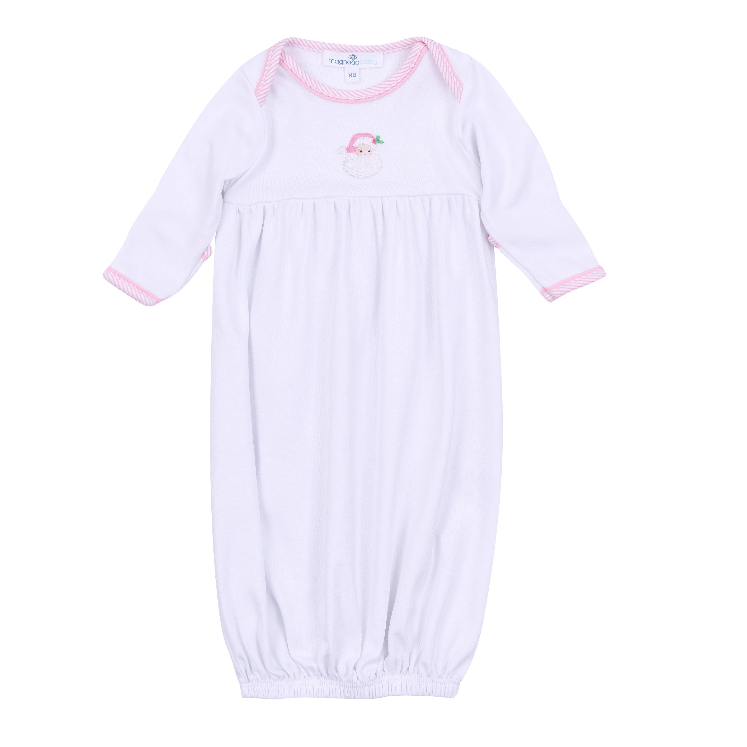 Santa Baby Embroidered Gathered Gown - Pink - Magnolia Baby Girl