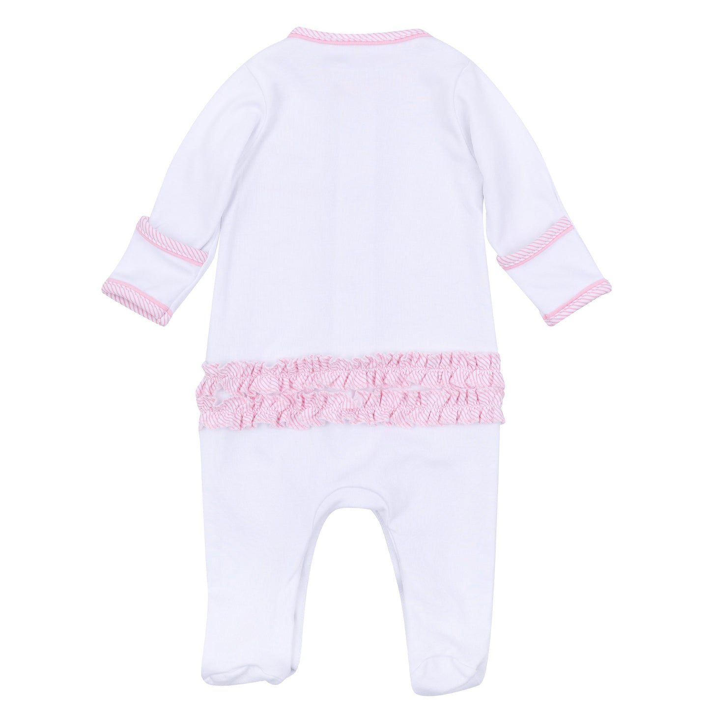 Santa Baby Embroidered Baby's First Christmas Ruffle Footie - Pink - Magnolia Baby Girl