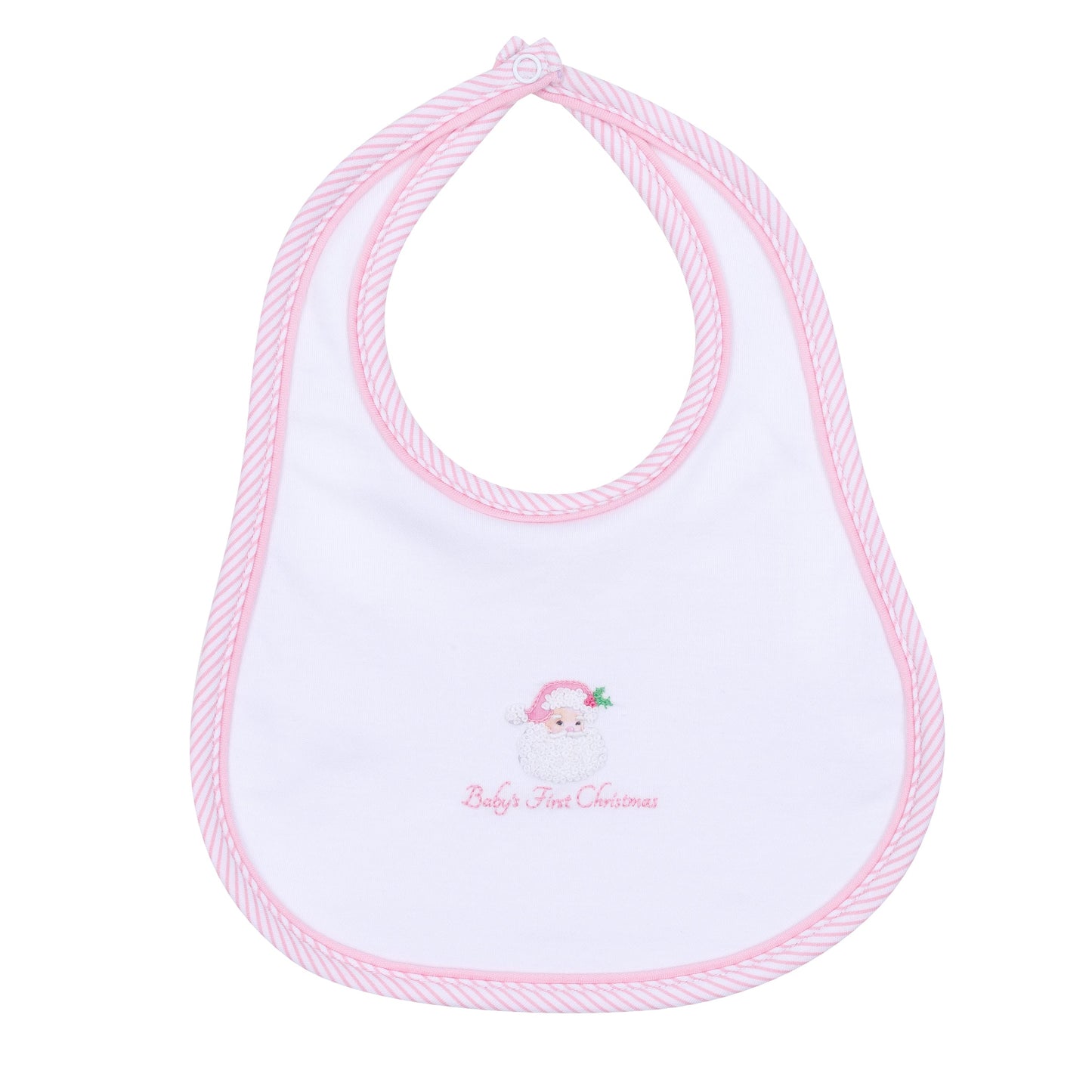 Santa Baby Embroidered Baby's First Christmas Bib - Pink - Magnolia Baby Girl