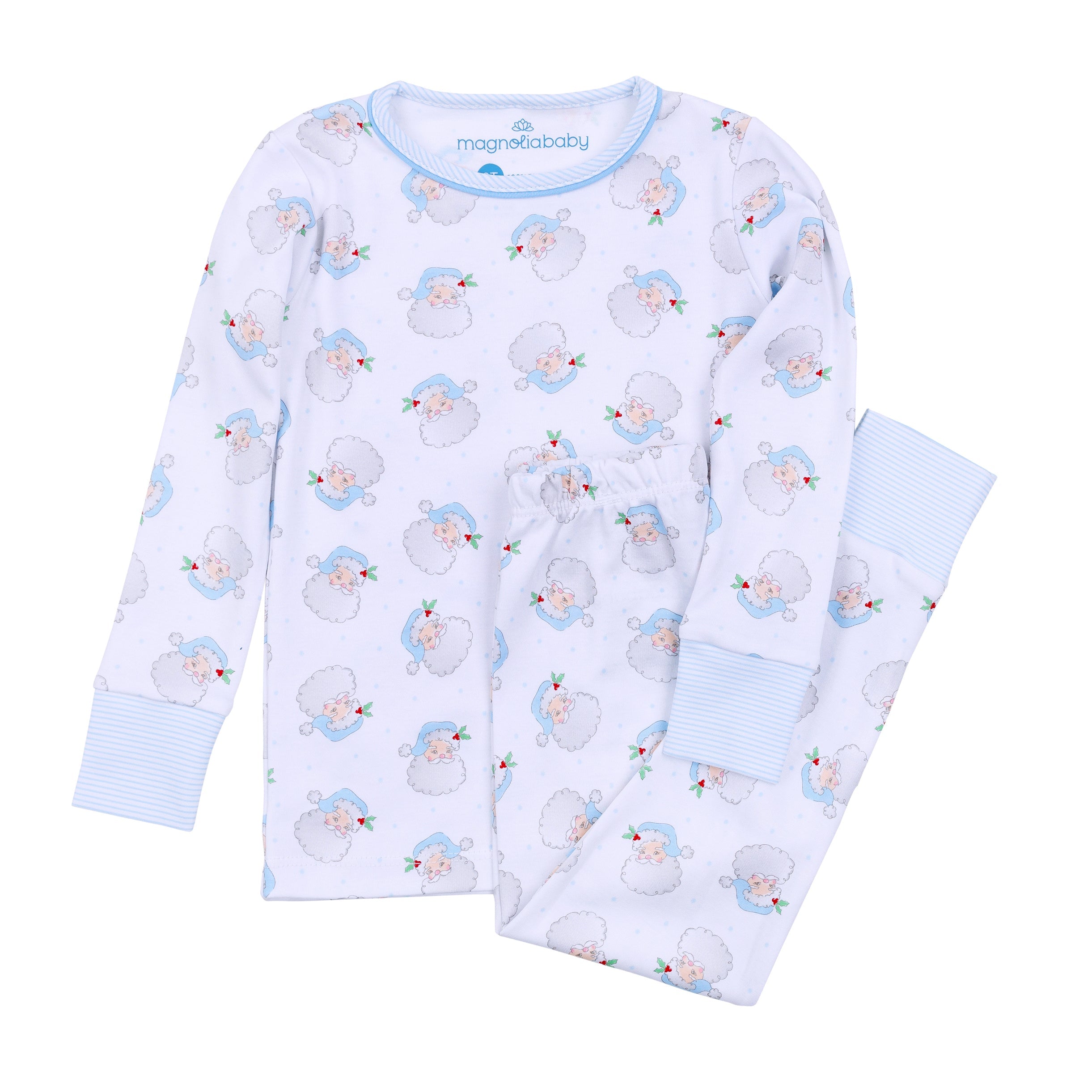 Santa Baby Long Pajamas - Light Blue - Magnolia Baby Boy