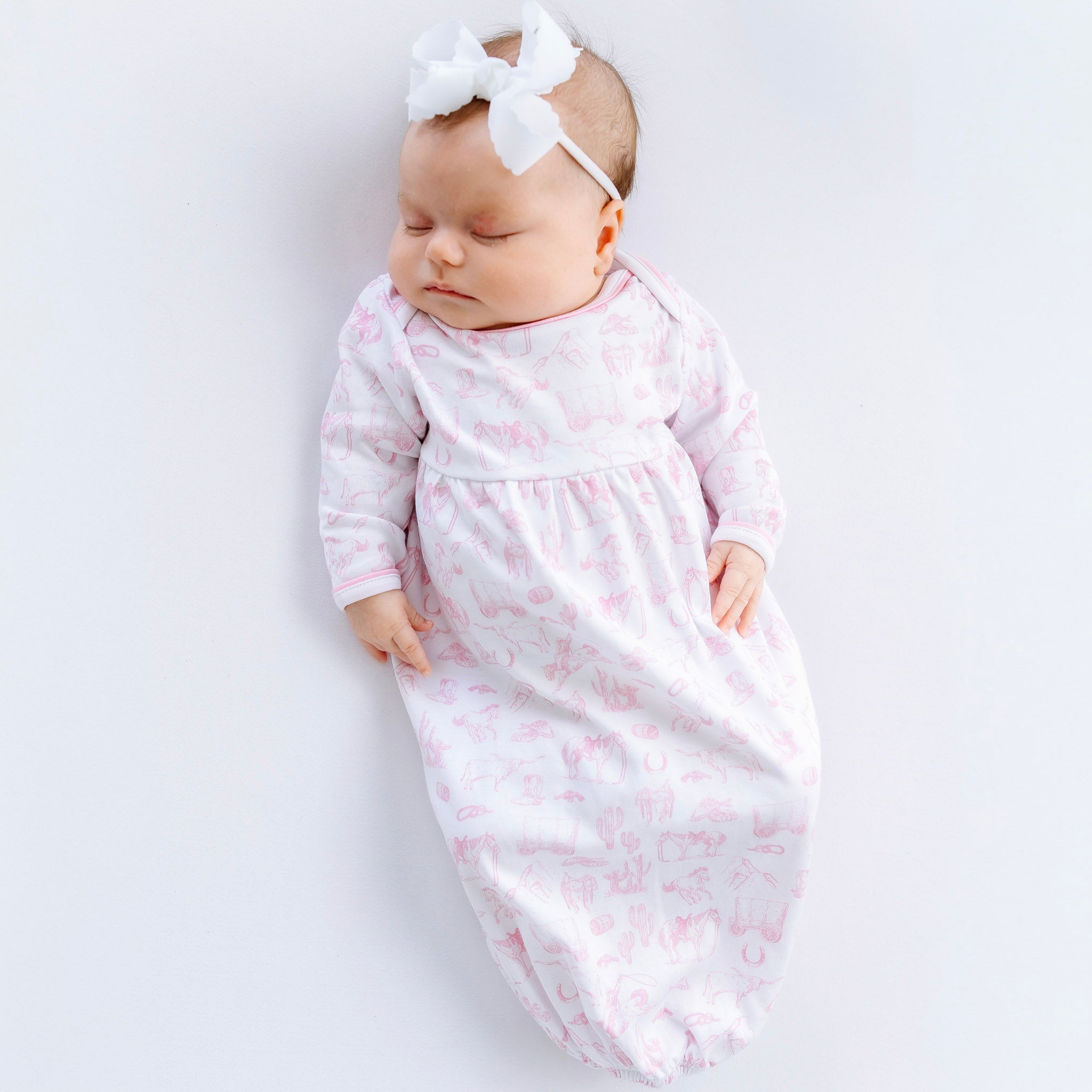 Wild West Toile Gathered Gown - Pink