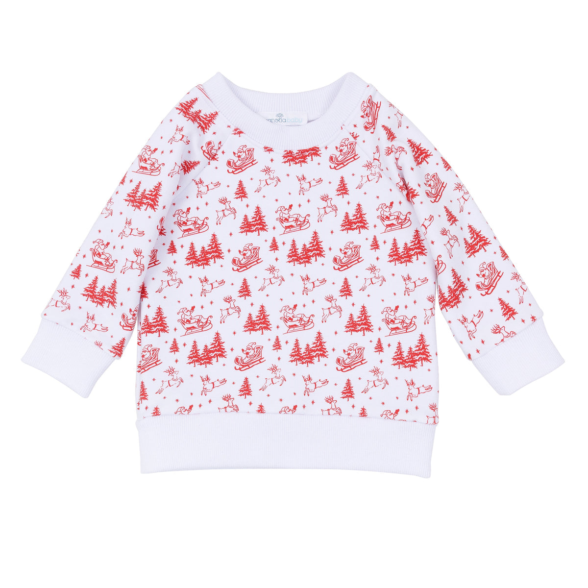 Holiday Toile Pullover Sweatshirt - White Red - Magnolia Baby Unisex