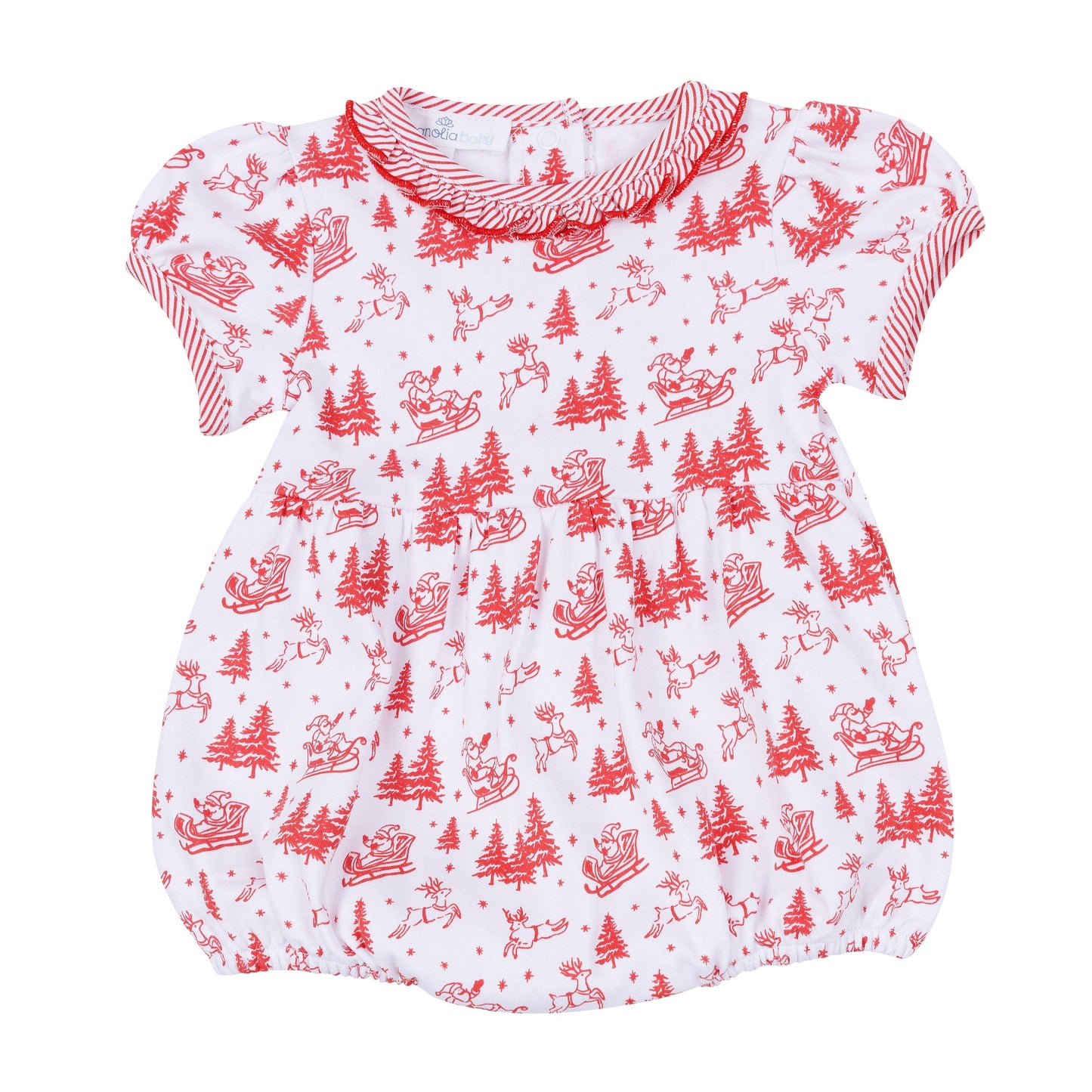 Holiday Toile Girl Bubble - Red - Magnolia Baby Girl