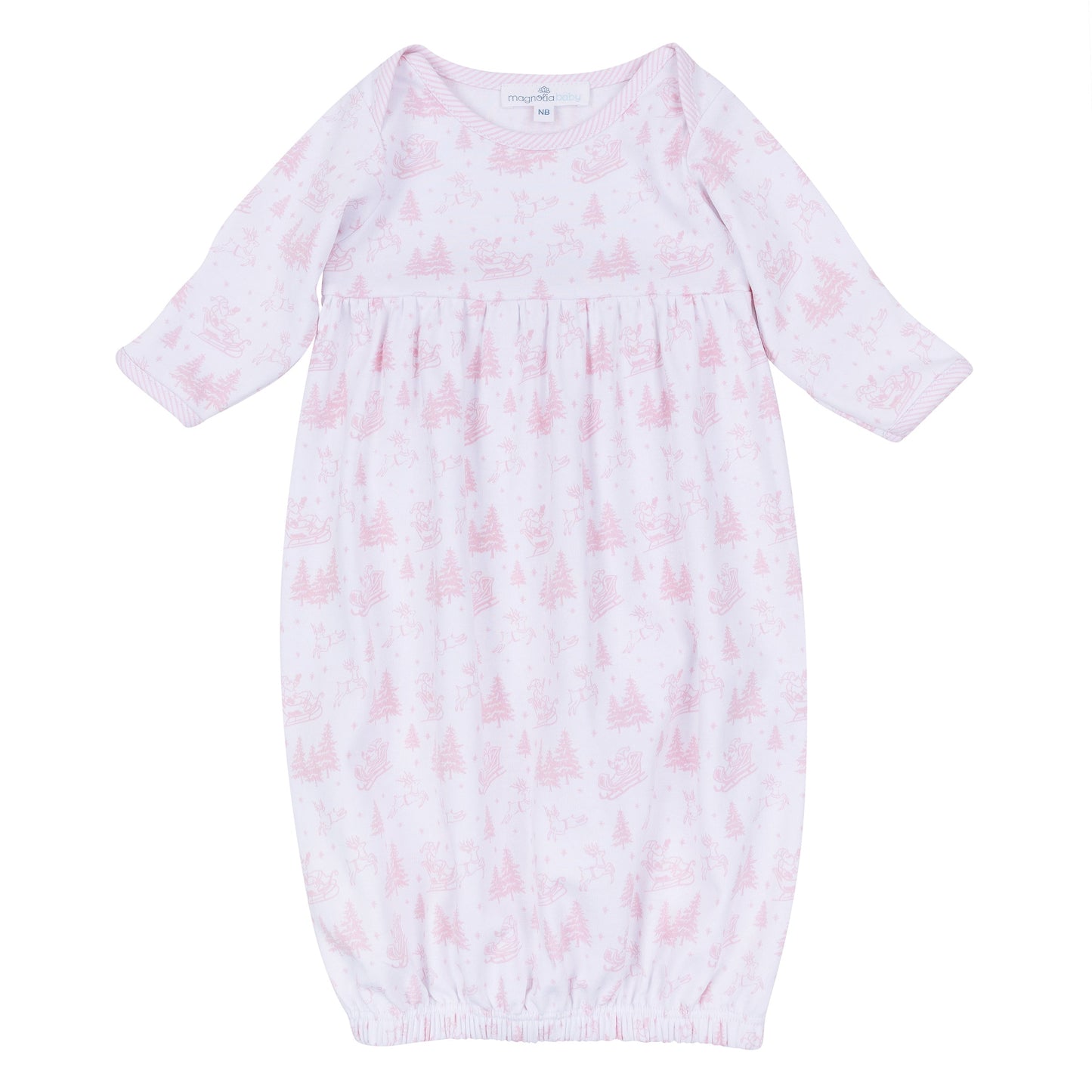 Holiday Toile Gathered Gown - Pink - Magnolia Baby Girl