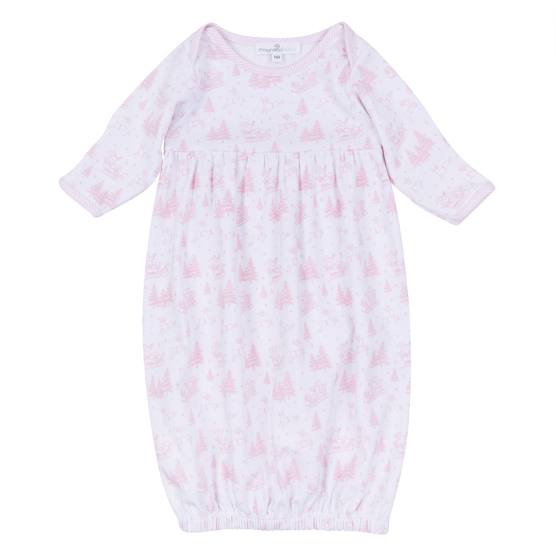 Holiday Toile Gathered Gown - Pink - Magnolia Baby Girl
