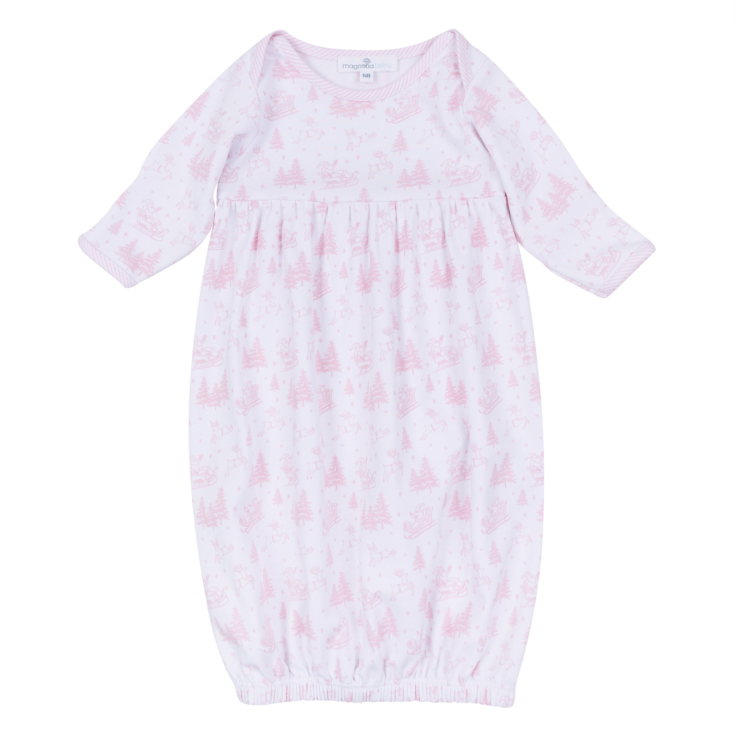 Holiday Toile Gathered Gown - Pink - Magnolia Baby Girl