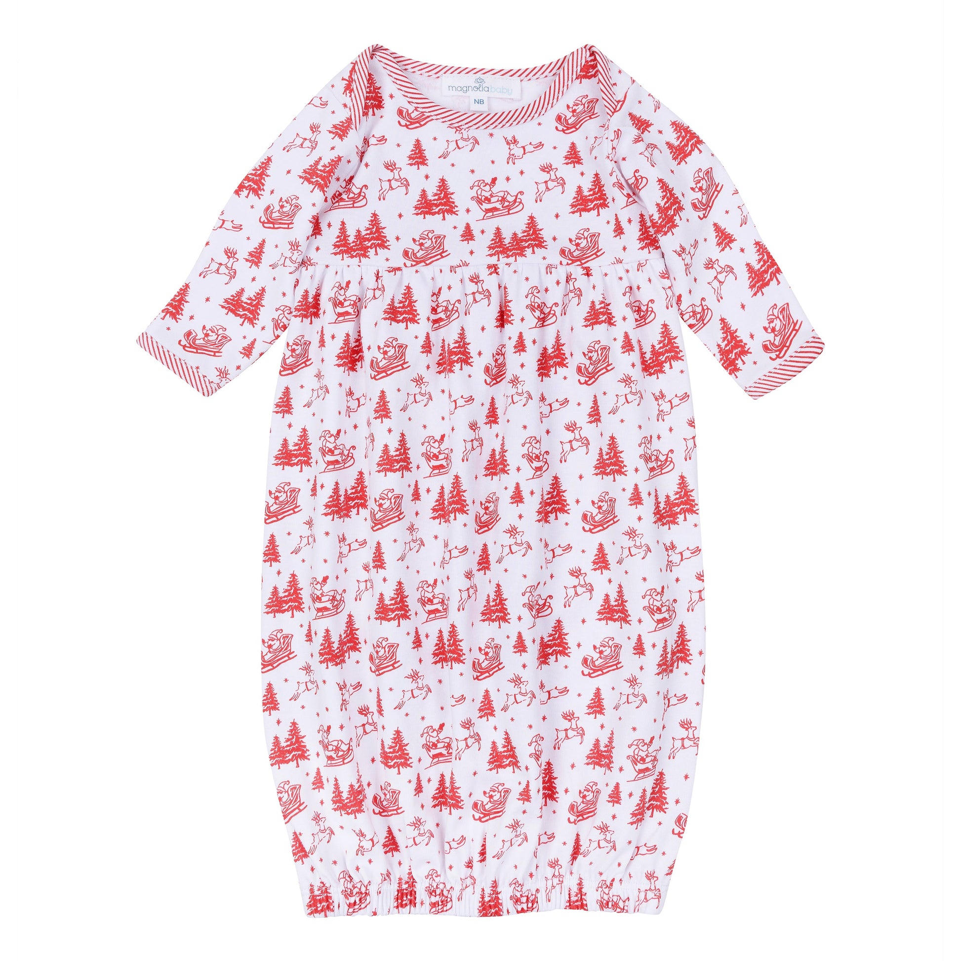Holiday Toile Gathered Gown - Red - Magnolia Baby Unisex