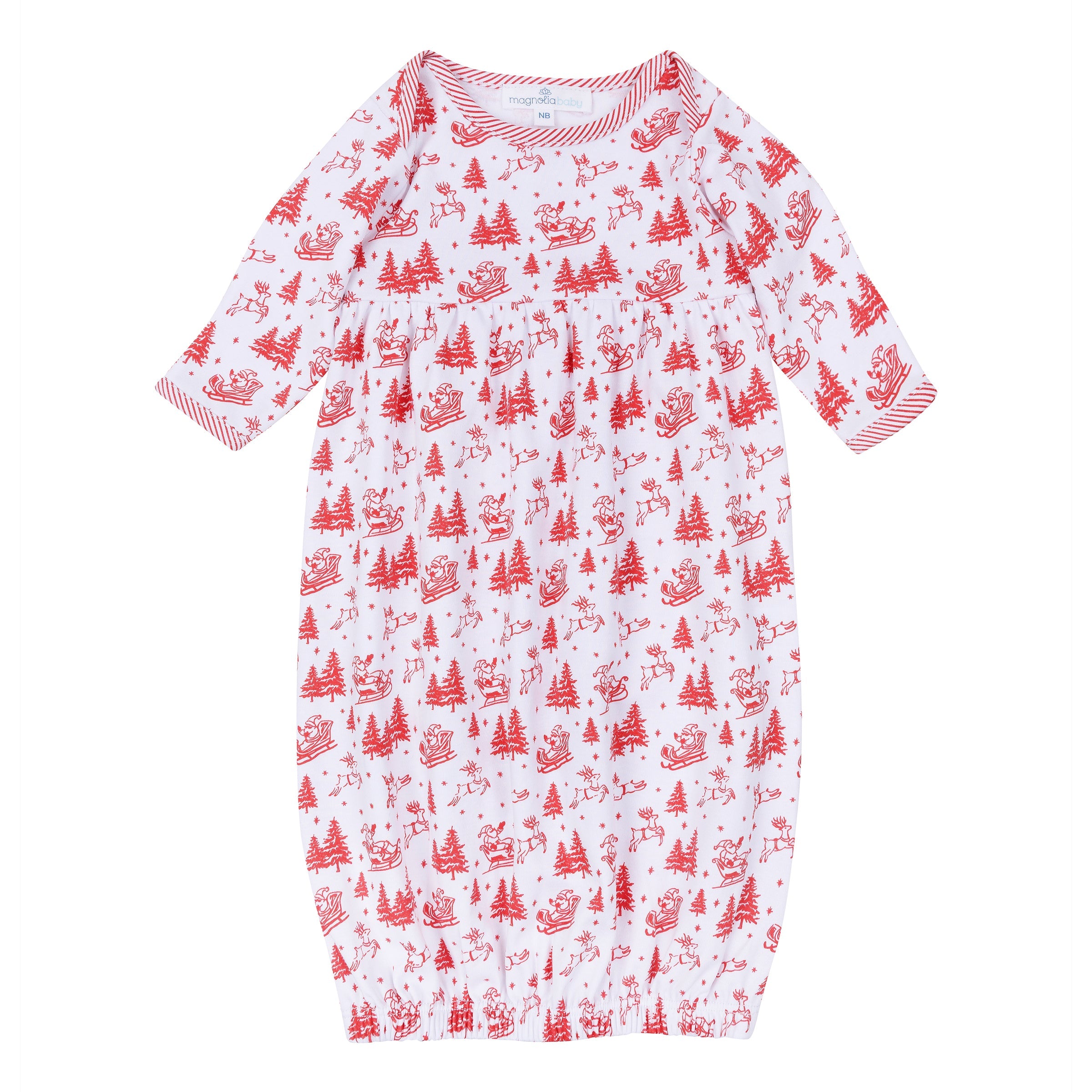 Holiday Toile Gathered Gown - Red - Magnolia Baby Unisex