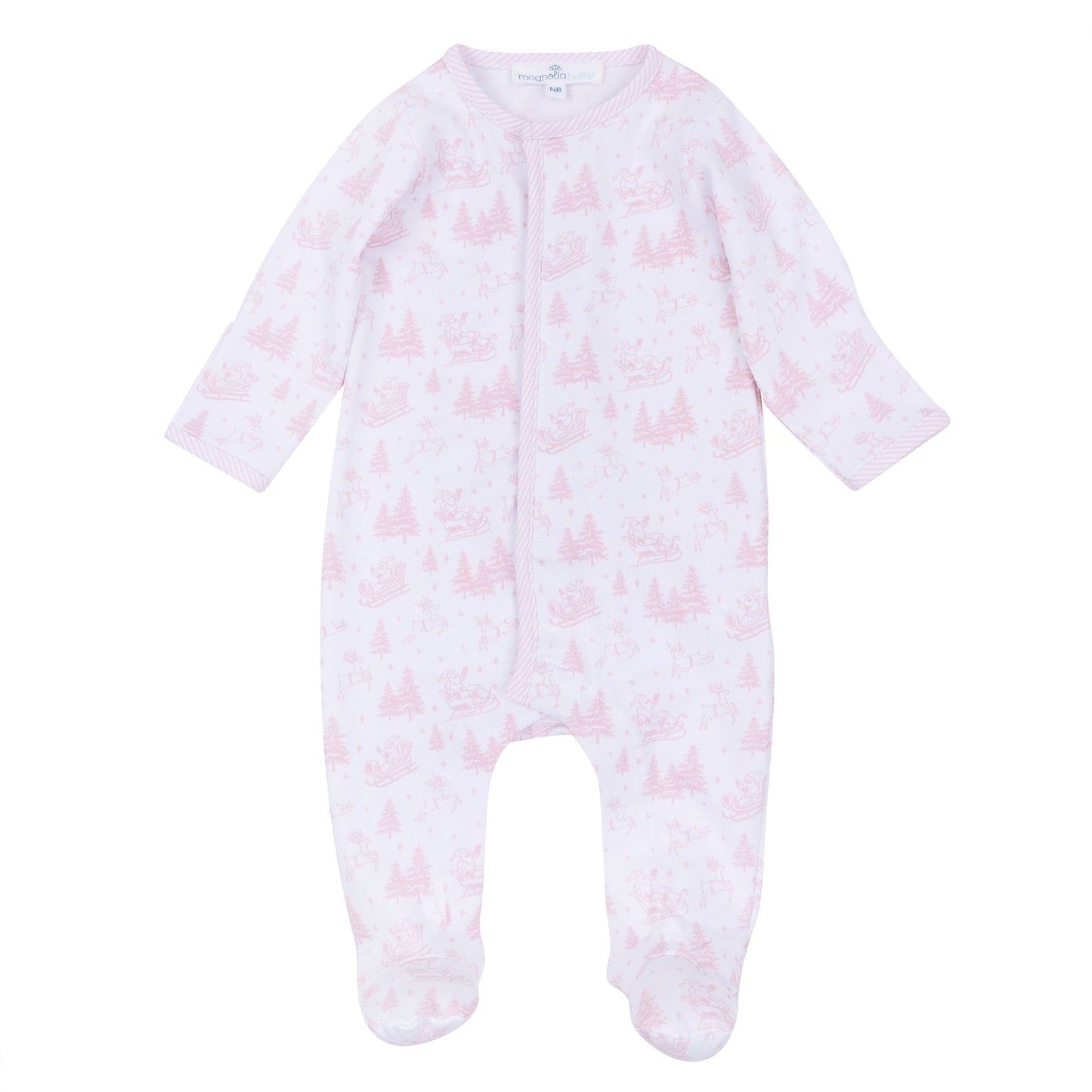 Holiday Toile Footie - Pink - Magnolia Baby Girl