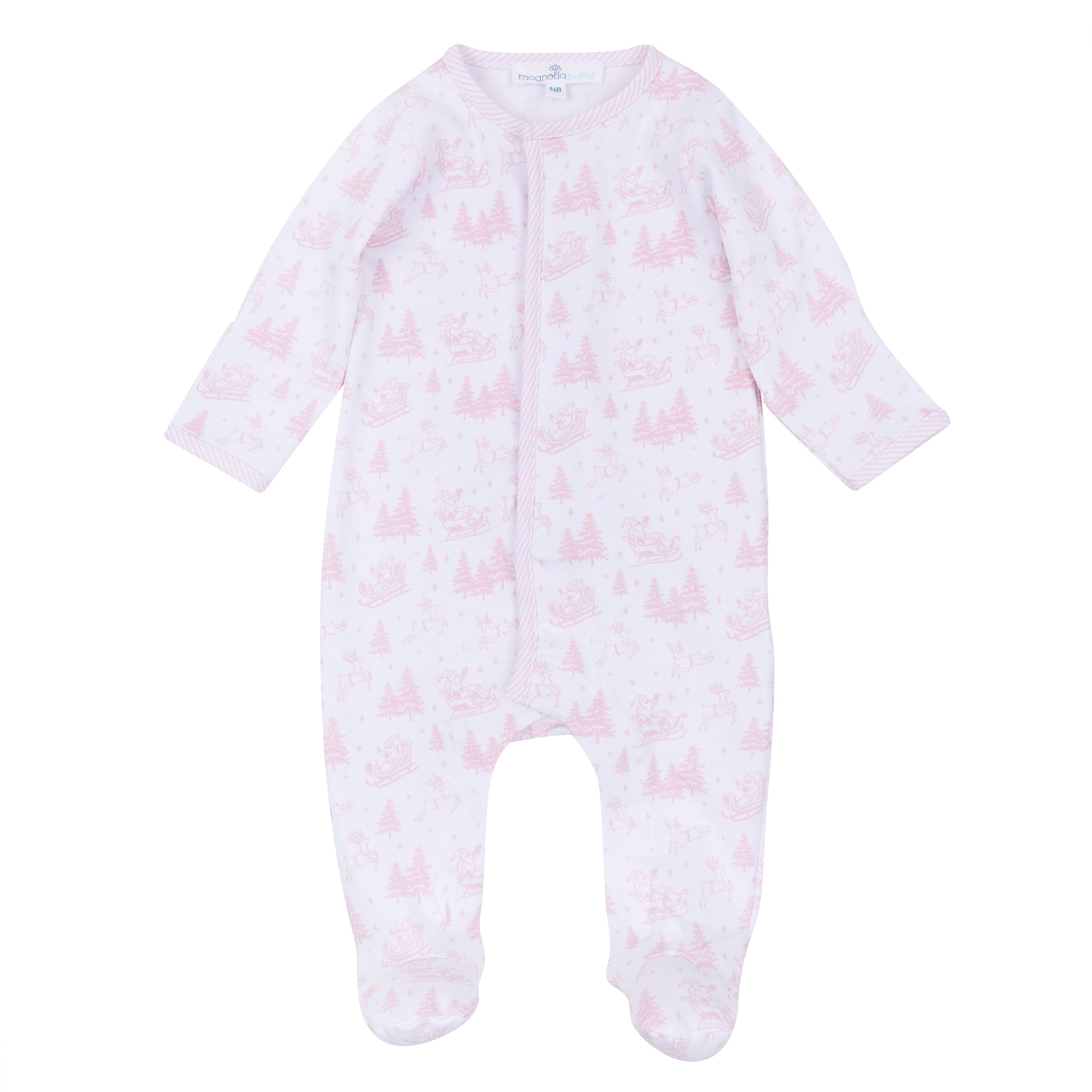 Holiday Toile Footie - Pink - Magnolia Baby Girl