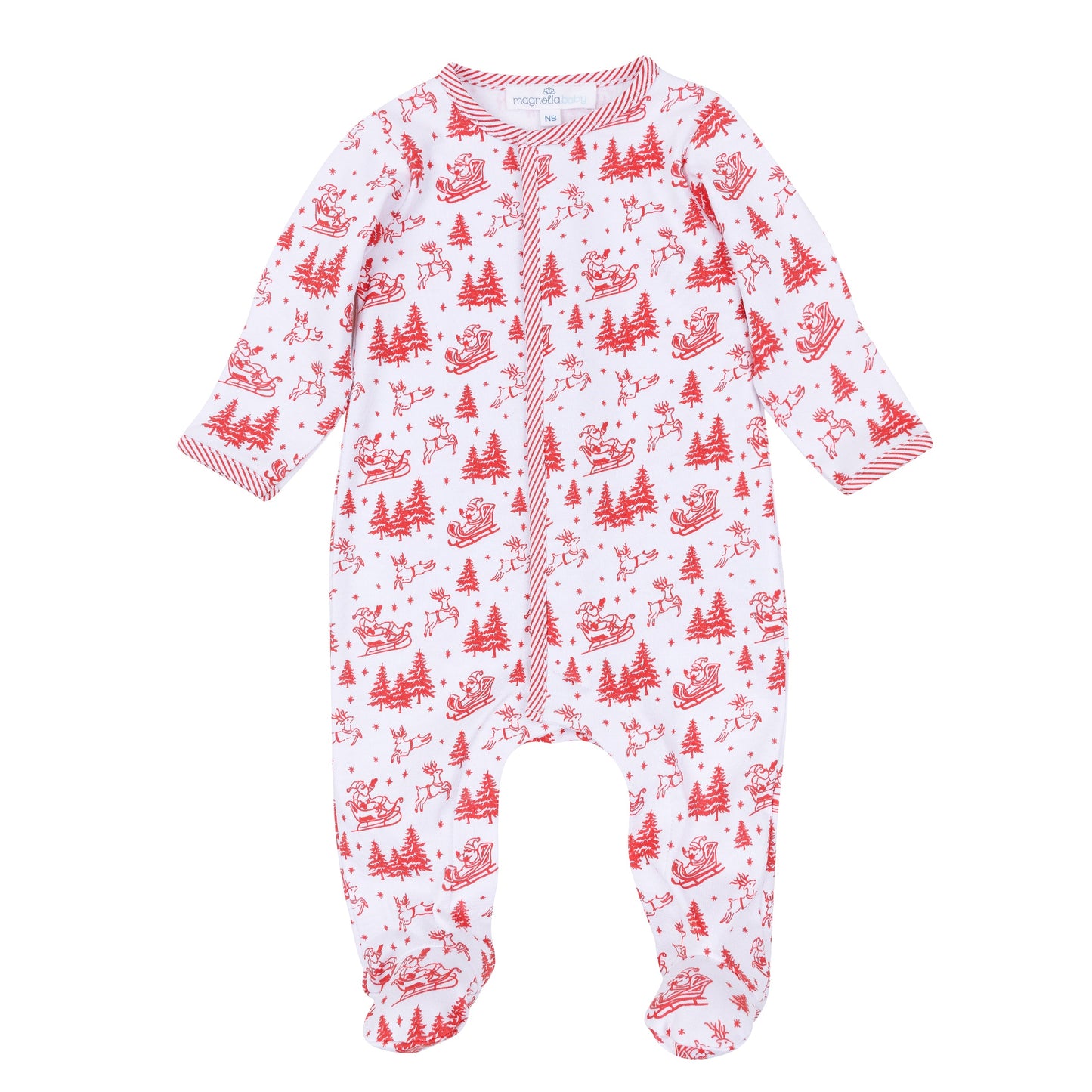 Holiday Toile Footie - Red - Magnolia Baby Unisex