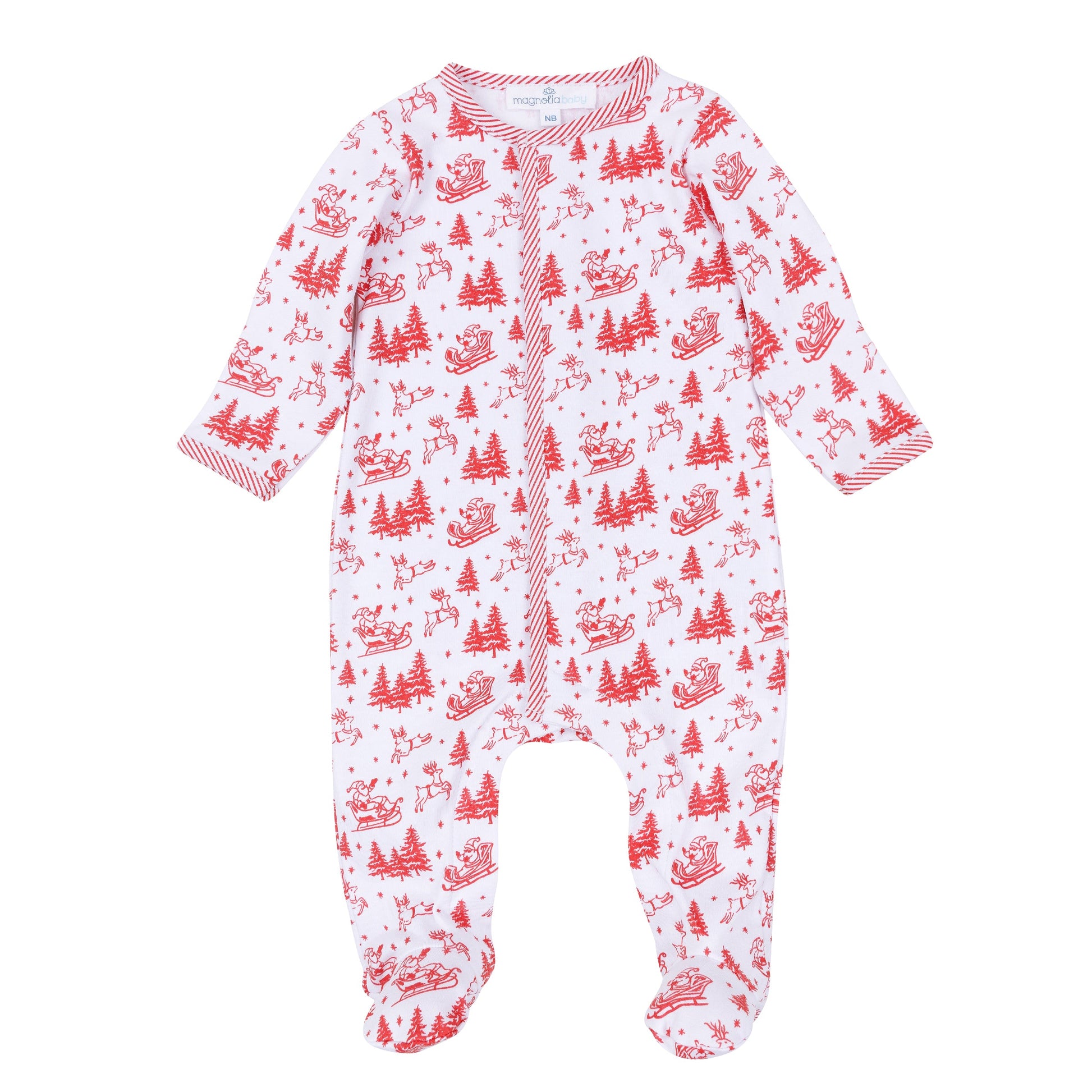 Holiday Toile Footie - Red - Magnolia Baby Unisex