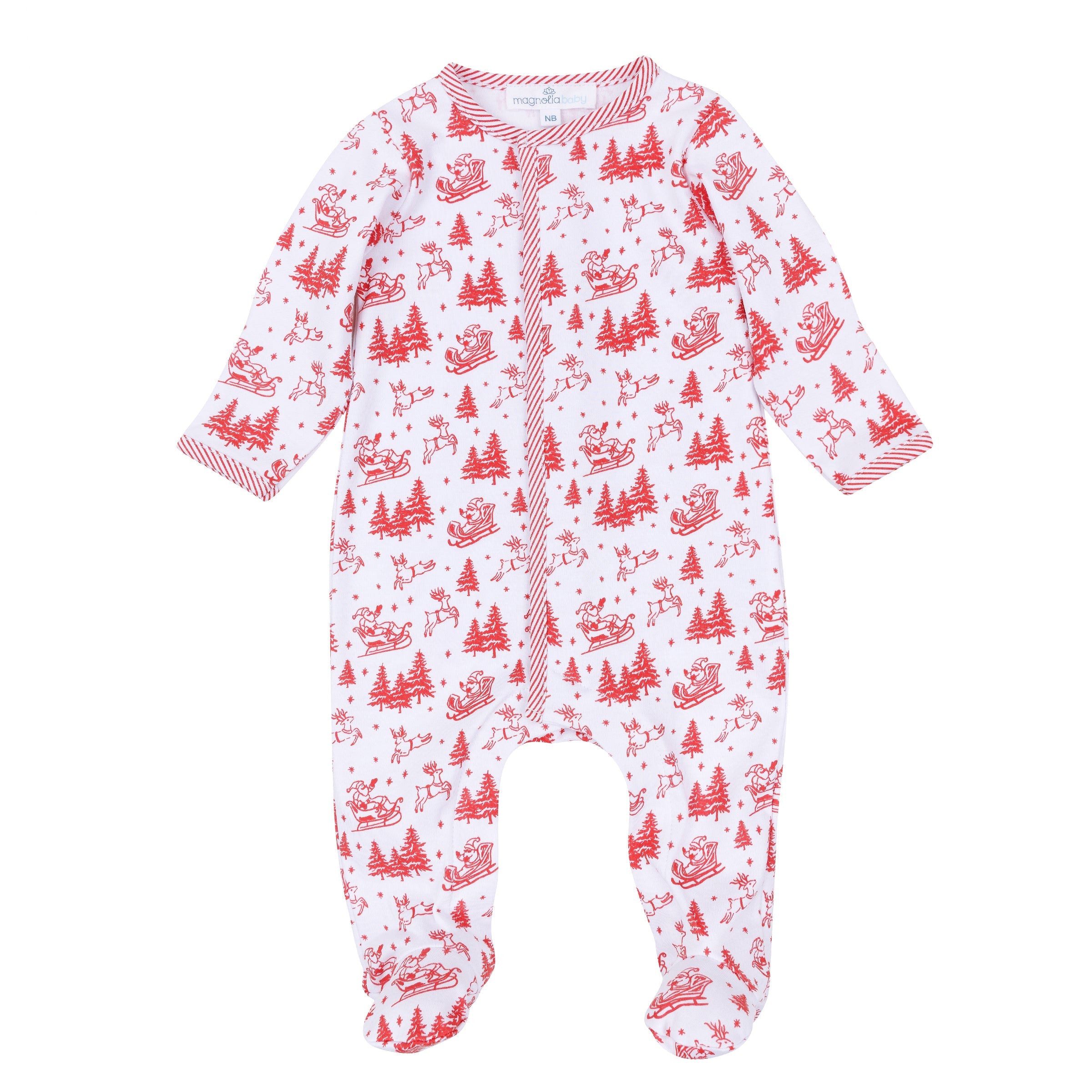 Holiday Toile Footie - Red - Magnolia Baby Unisex