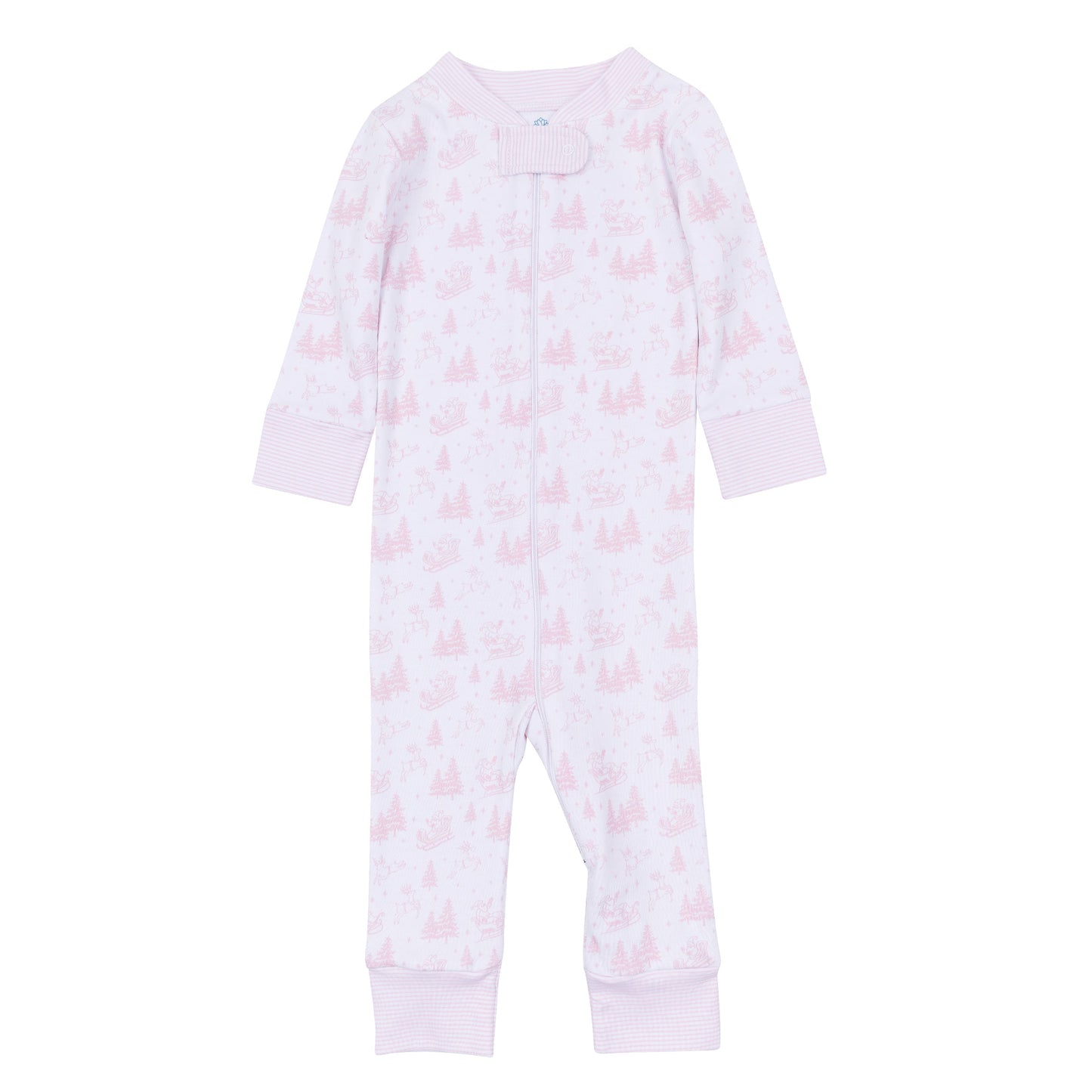 Holiday Toile Zip Pajamas - Pink - Magnolia Baby Girl