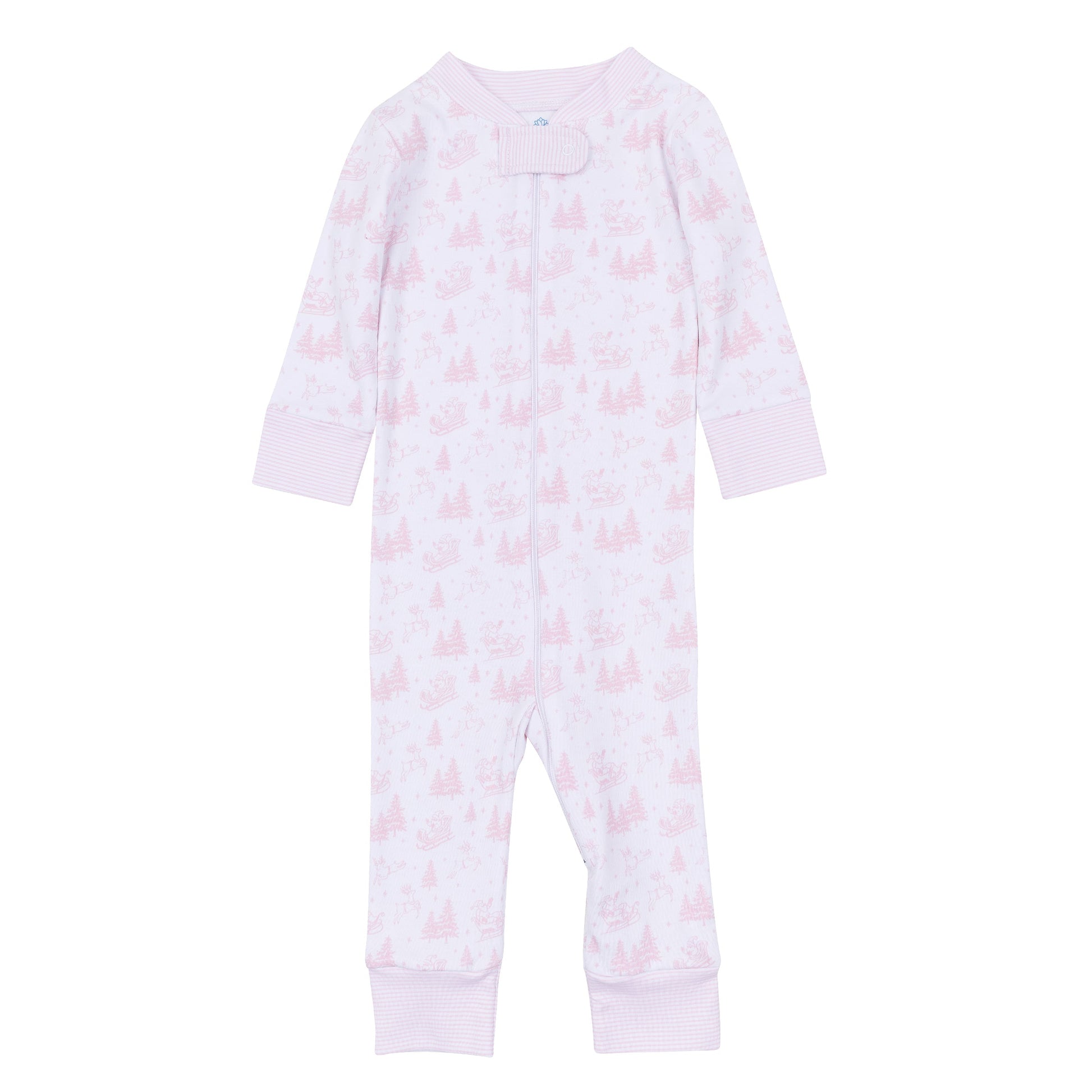 Holiday Toile Zip Pajamas - Pink - Magnolia Baby Girl