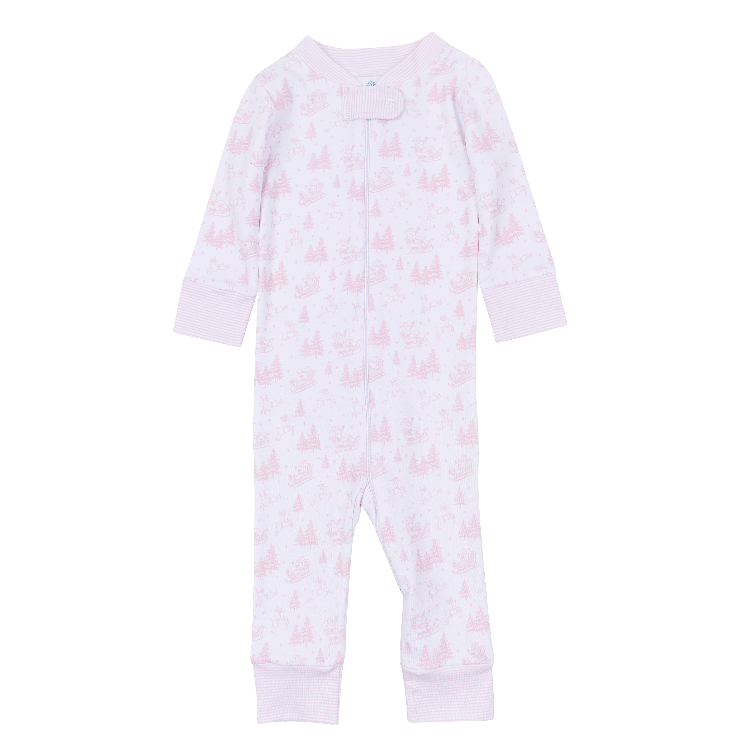 Holiday Toile Zip Pajamas - Pink - Magnolia Baby Girl