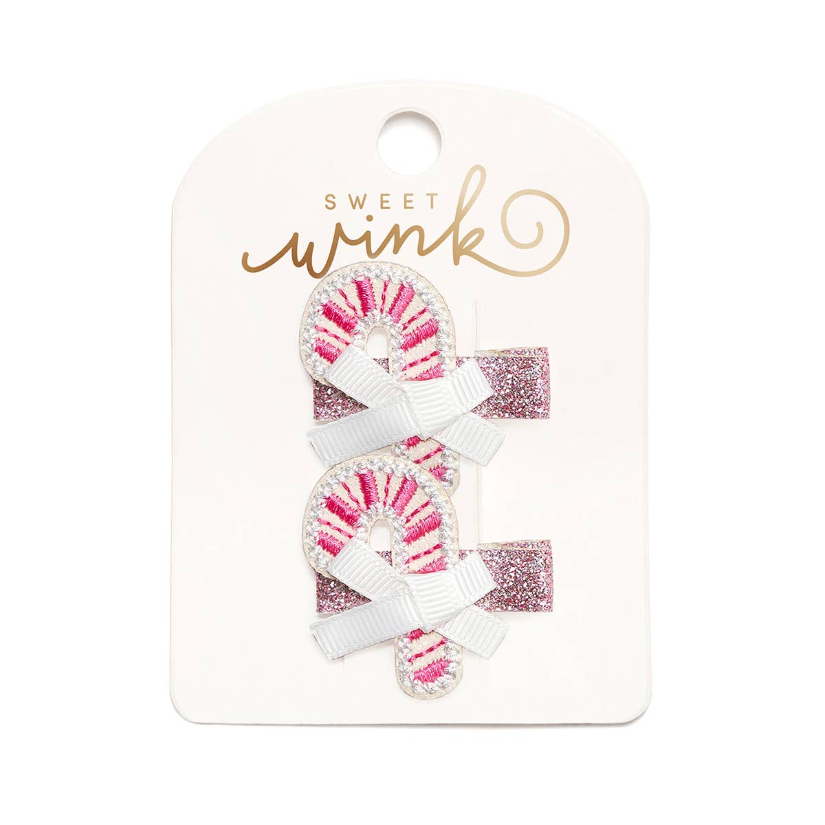 Pink Christmas Candy Cane Clip Set