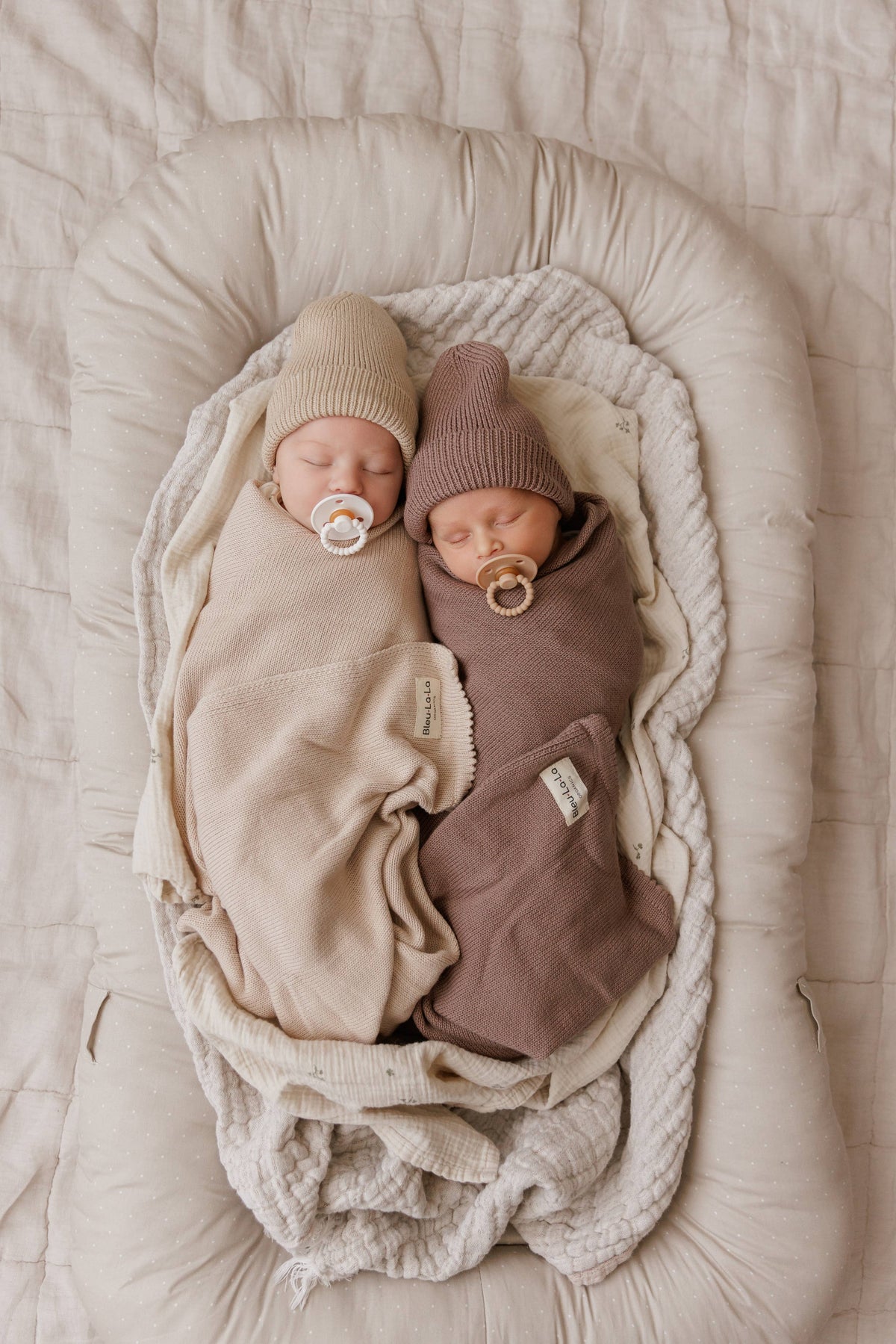 Organic Cotton Knit Blanket + Hat Gift Set - Oatmeal
