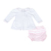 Mini Checks Smocked Long Sleeve Diaper Cover Set - Pink