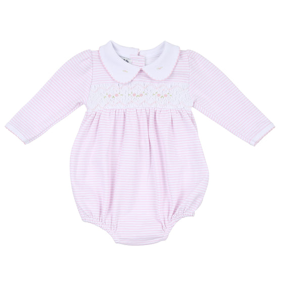 Jessica and Jack Pink Smocked Collared Long Sleeve Girl Bubble