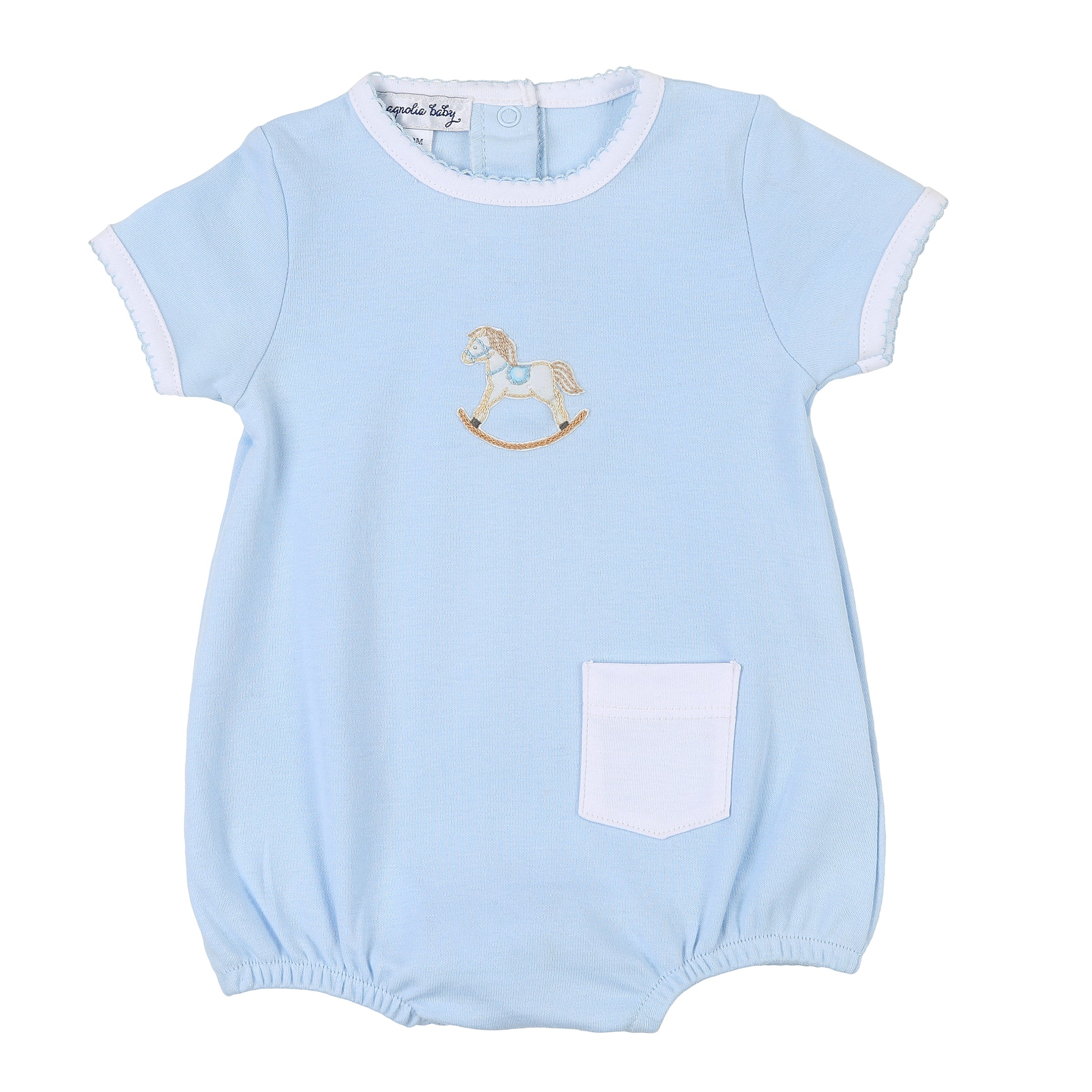 Hobby Horse Embroidered Bubble - Blue