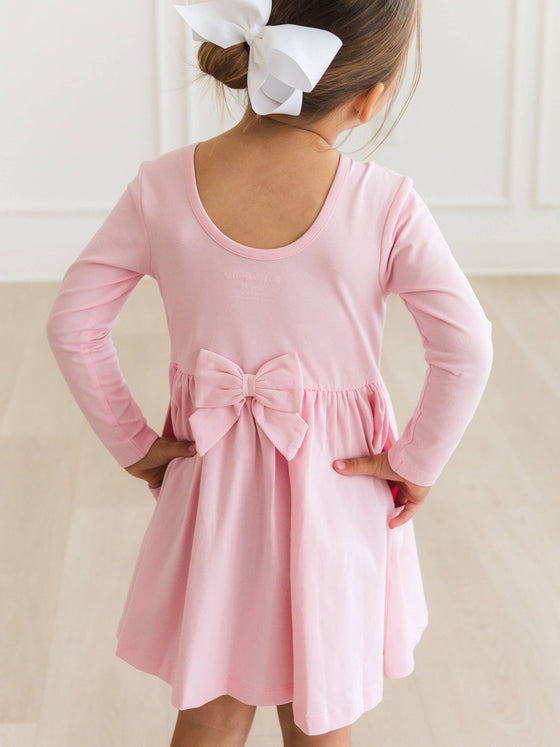 Long Sleeve Twirl Dress - Pink