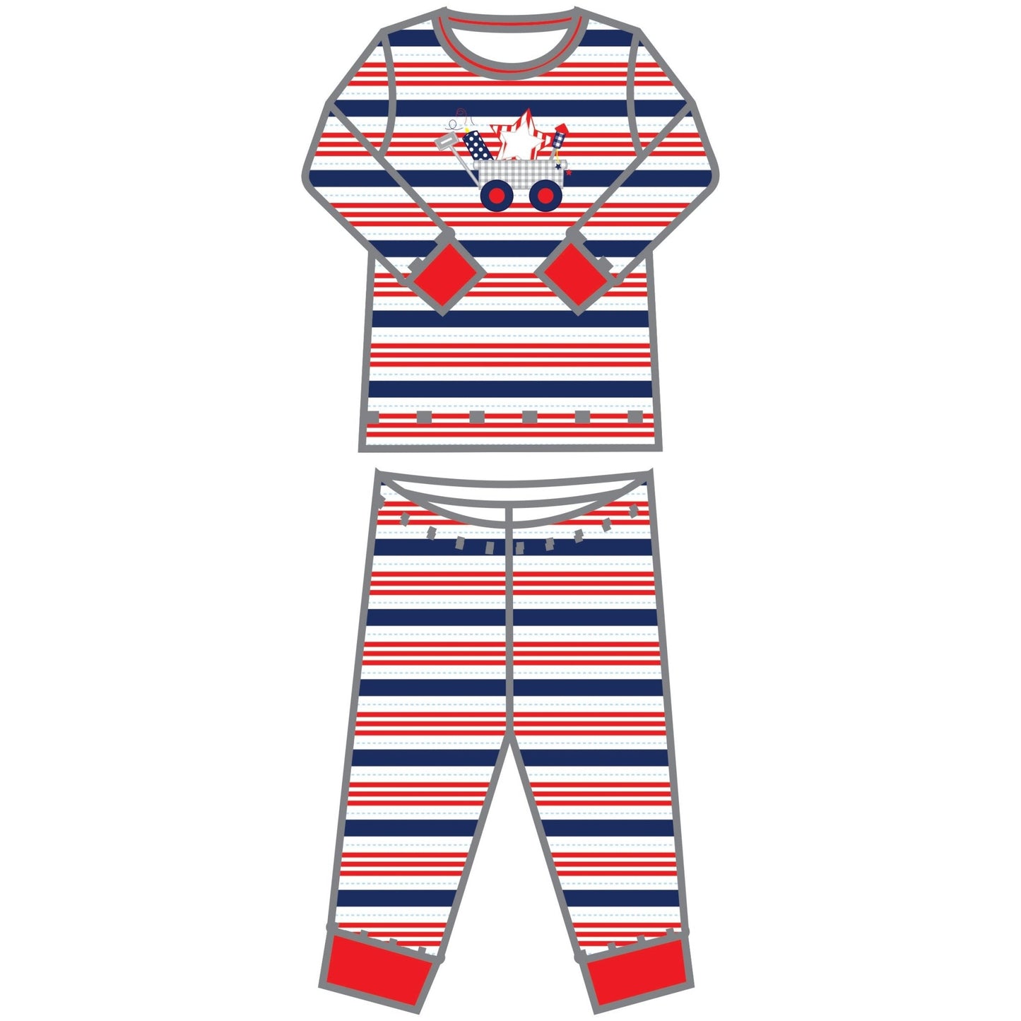 4th of July Applique Long Pajama - Magnolia BabyLong Pajamas