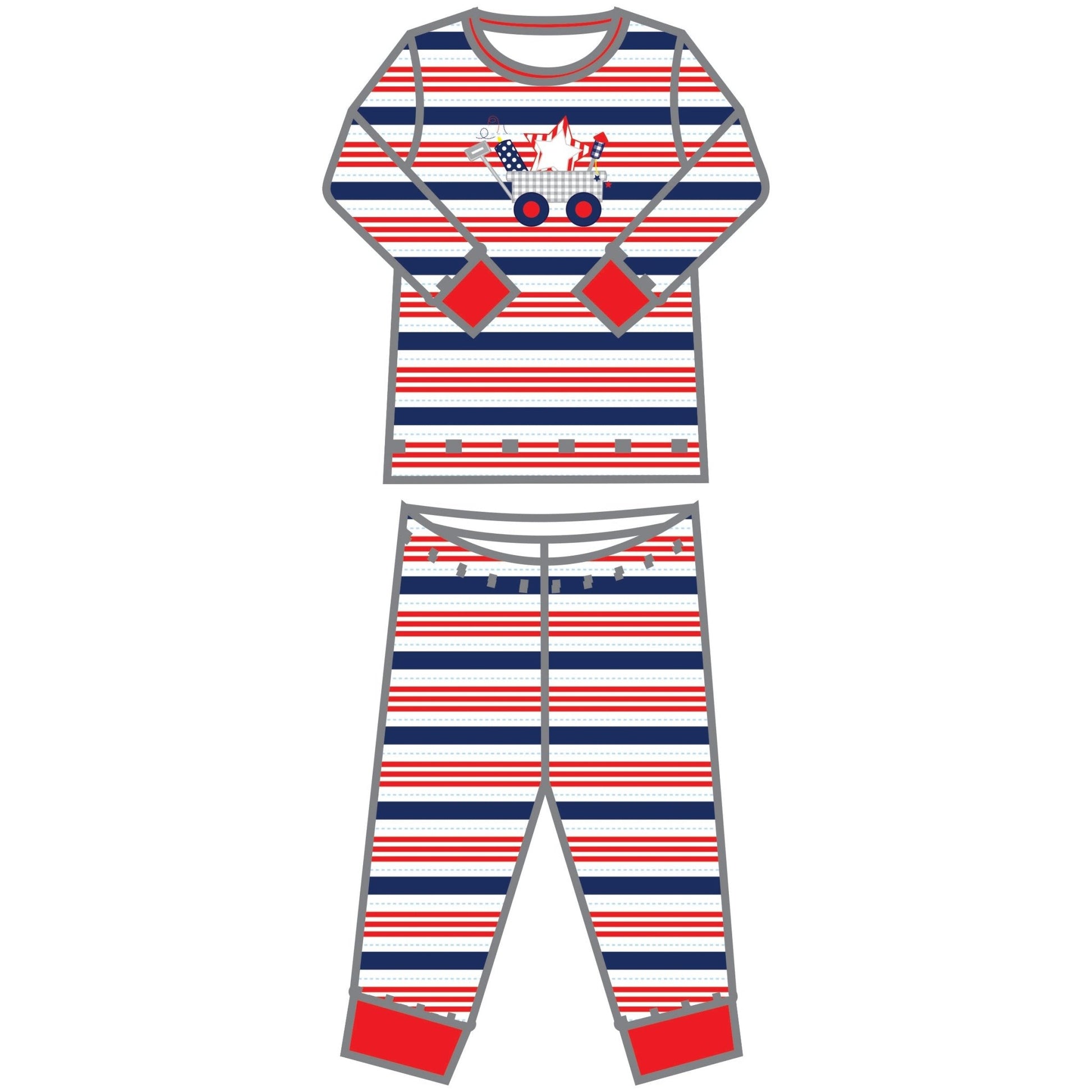 4th of July Applique Long Pajama - Magnolia BabyLong Pajamas