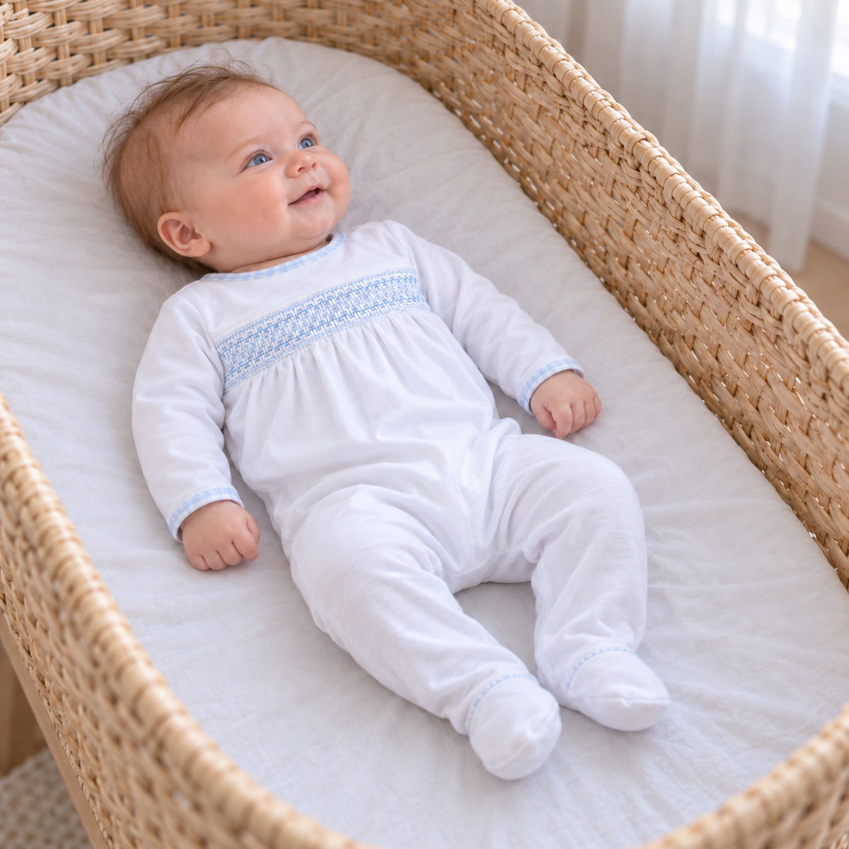 New Beginnings Smocked Footie - Blue