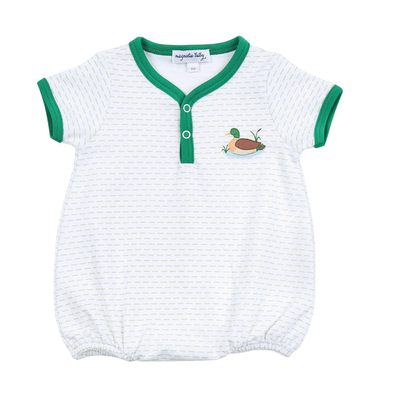 Majestic Mallard Green Embroidered Front Snap Short Sleeve Bubble