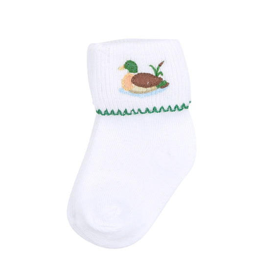 Majestic Mallard Green Embroidered Socks
