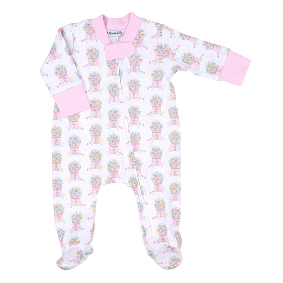Gumball Pink Printed Zipper Footie